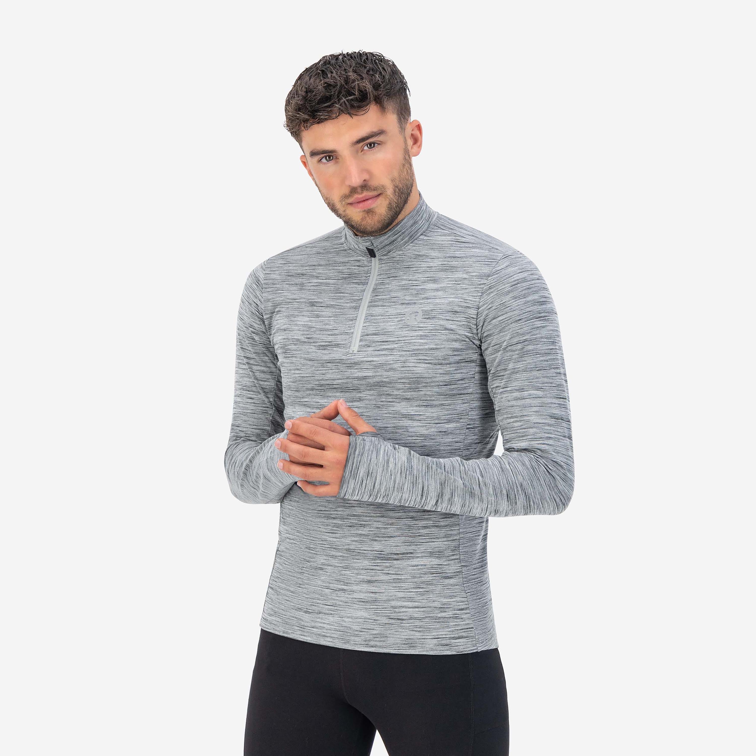 Core Laufen Top Langarm 1/2 Zip -Männer - grau