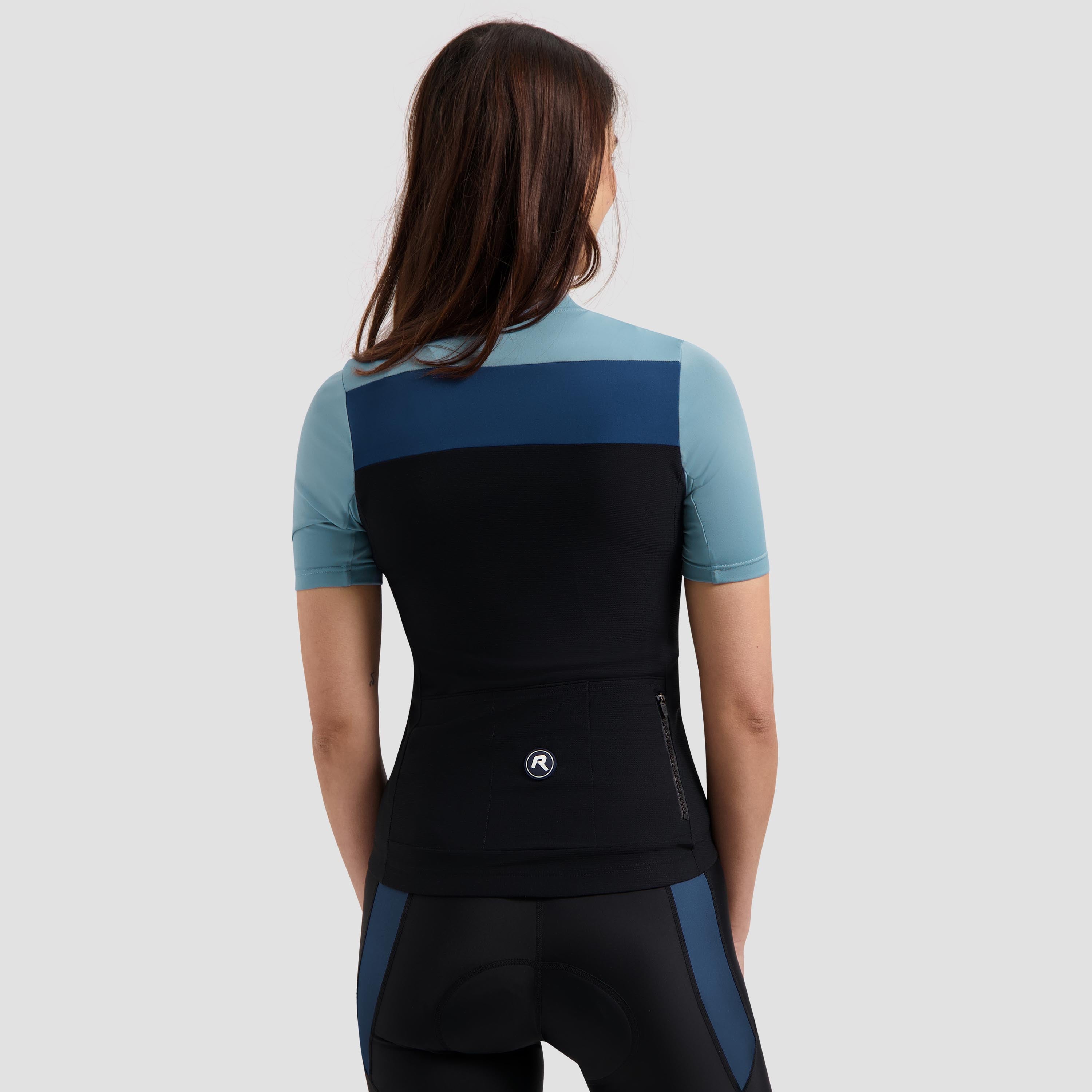 Core Block Fietsshirt Dames - Zwart/Lichtblauw/Donkerblauw