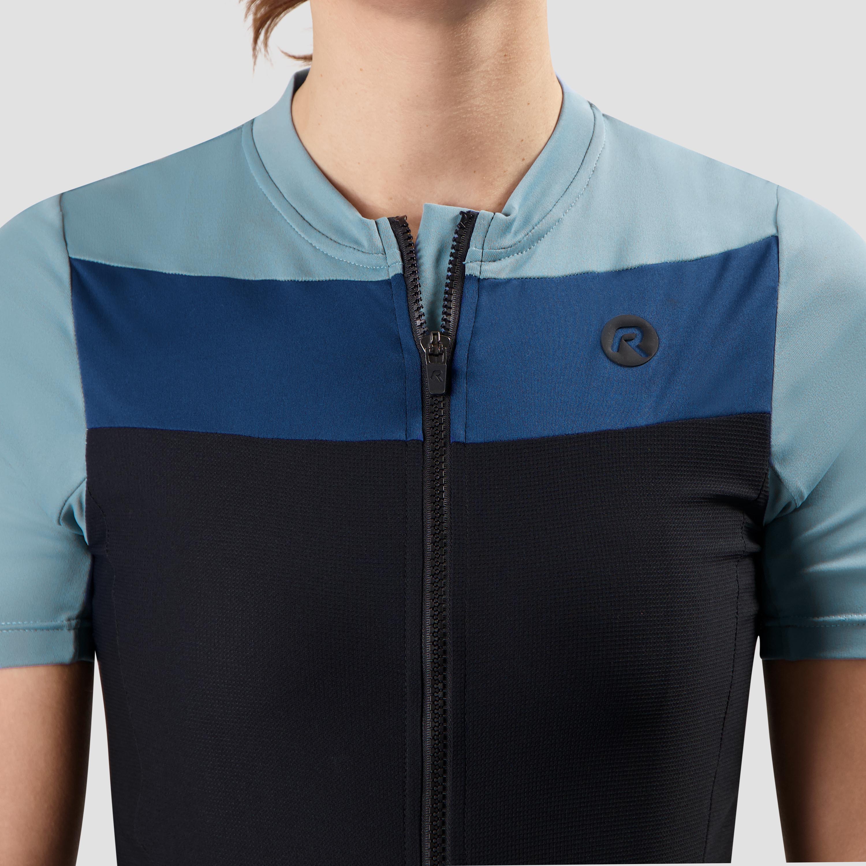 Core Block Fietsshirt Dames - Zwart/Lichtblauw/Donkerblauw