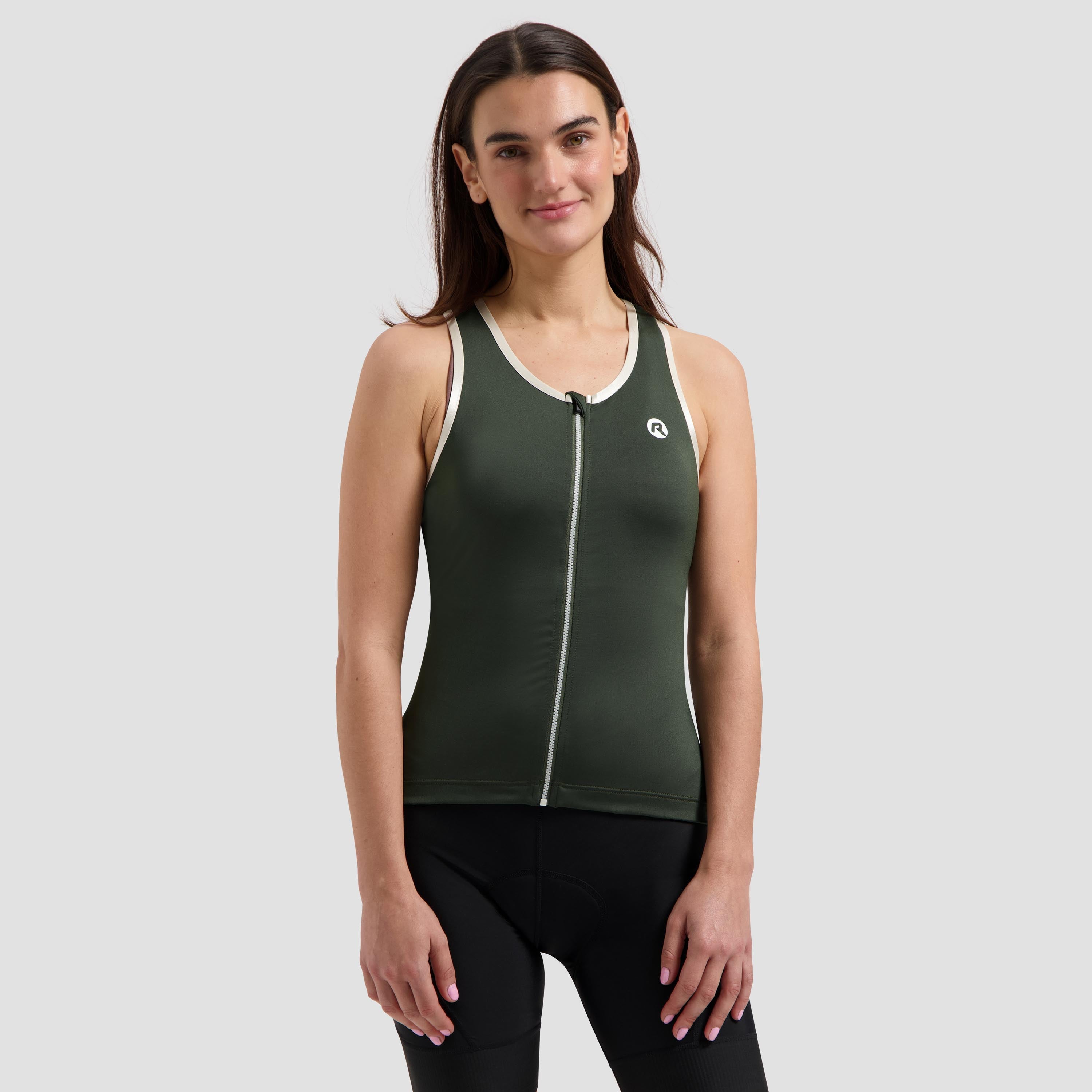 Abbey Tanktop Dames - Legergroen/Taupe