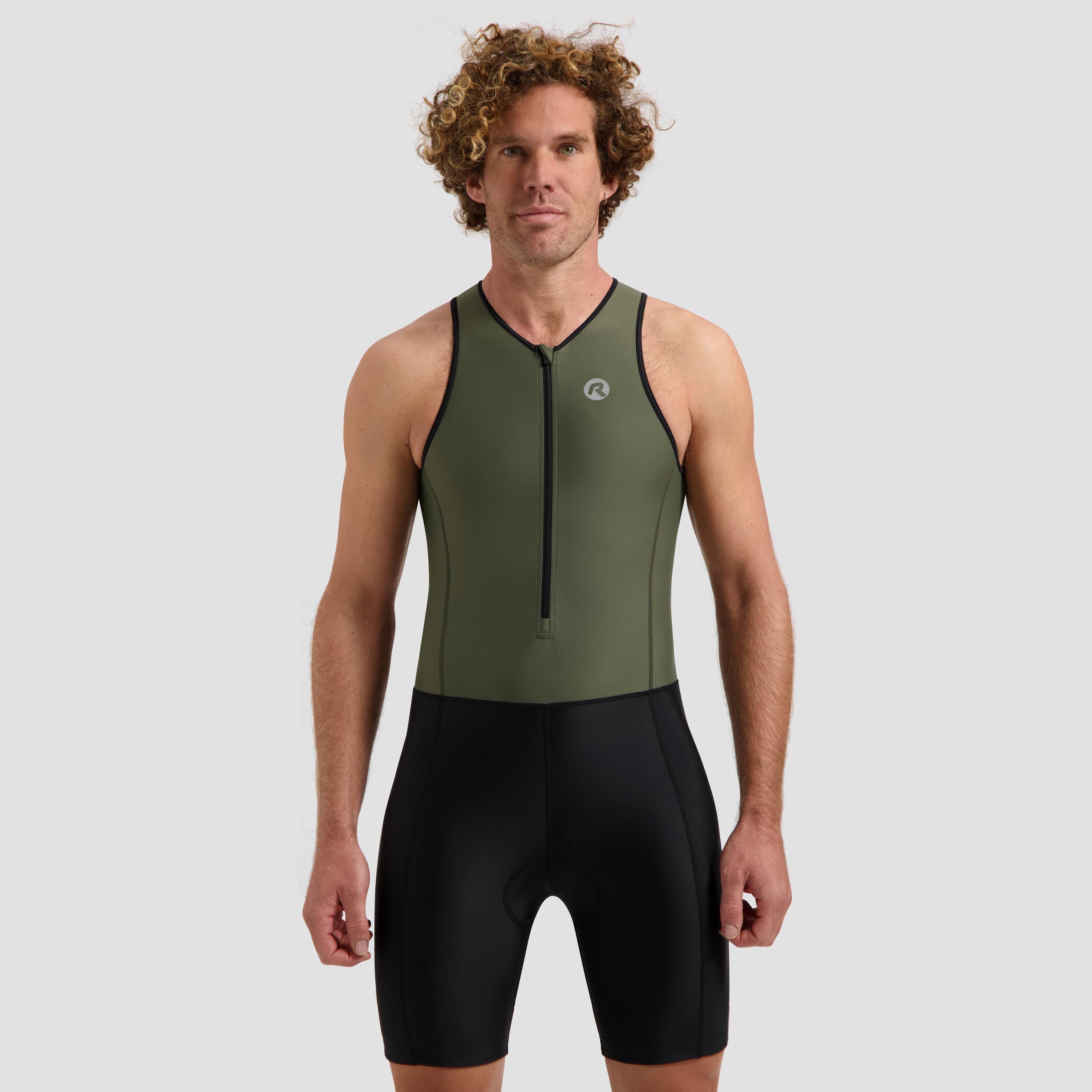 Florida Triathlonanzug ohne Ärmel - Schwarz/Armeegrün