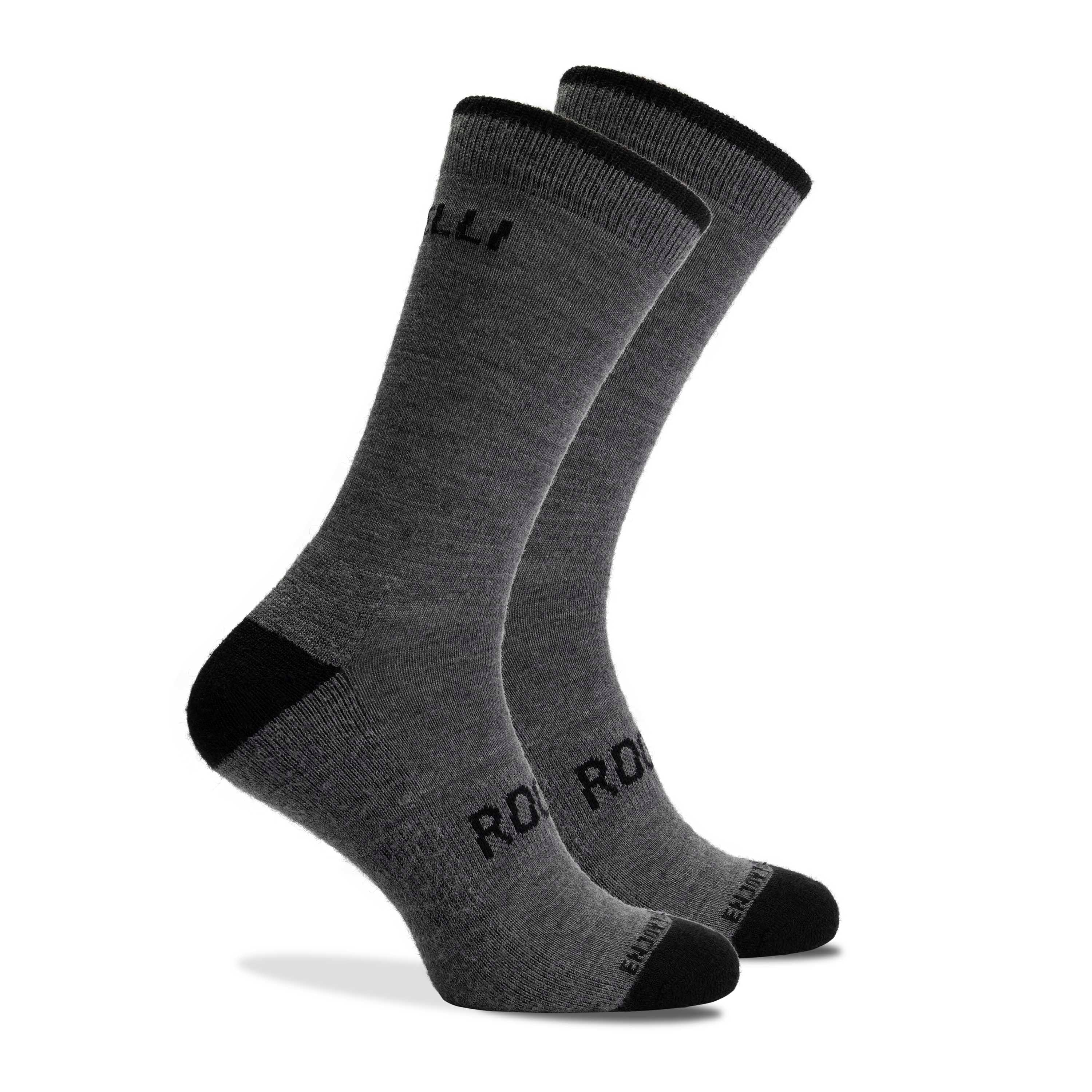 2 -pack Merino Wolle Winterfahrradsocken - schwarz/grau