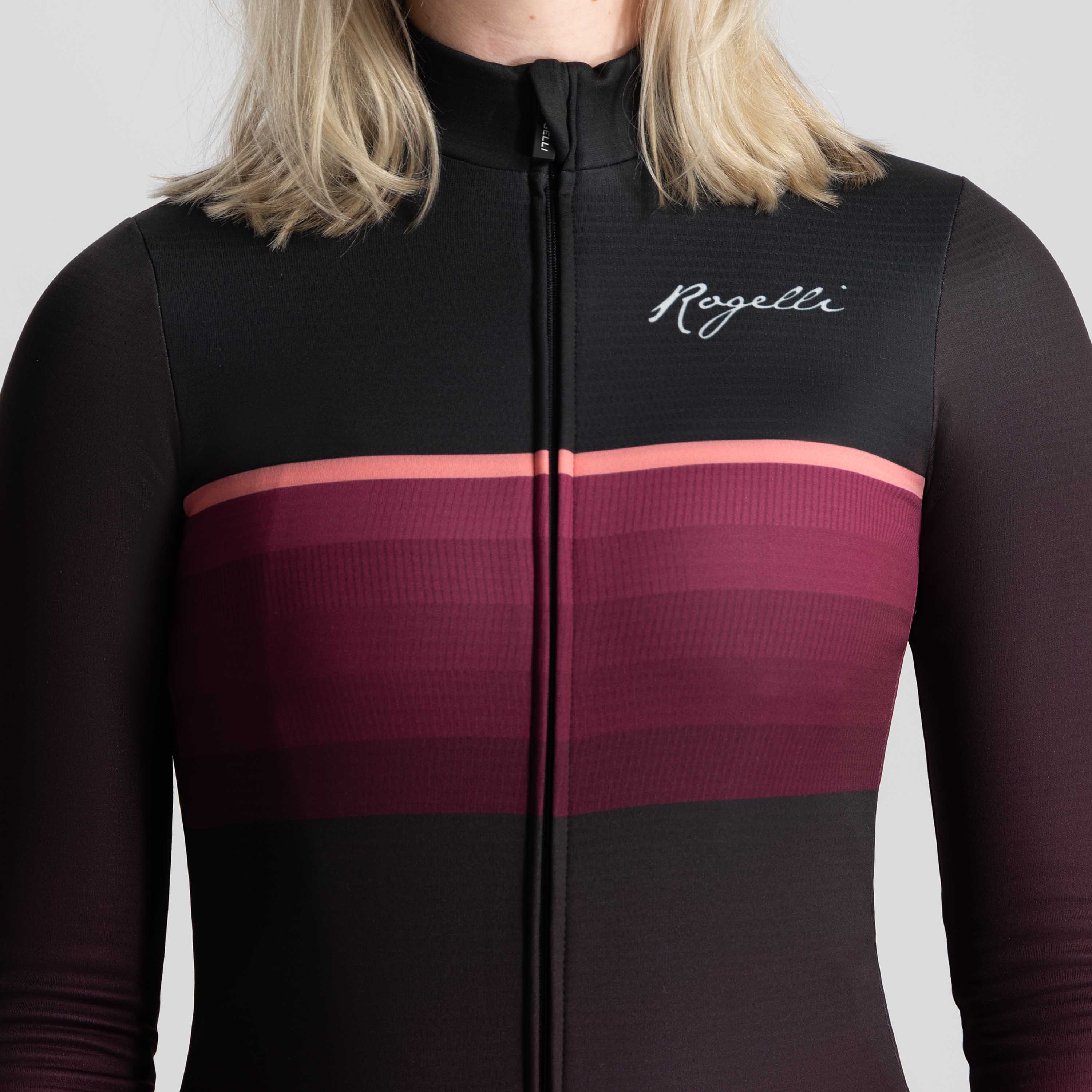 Impress II Fietsshirt Lange Mouw Dames - Bordeaux/Koraal