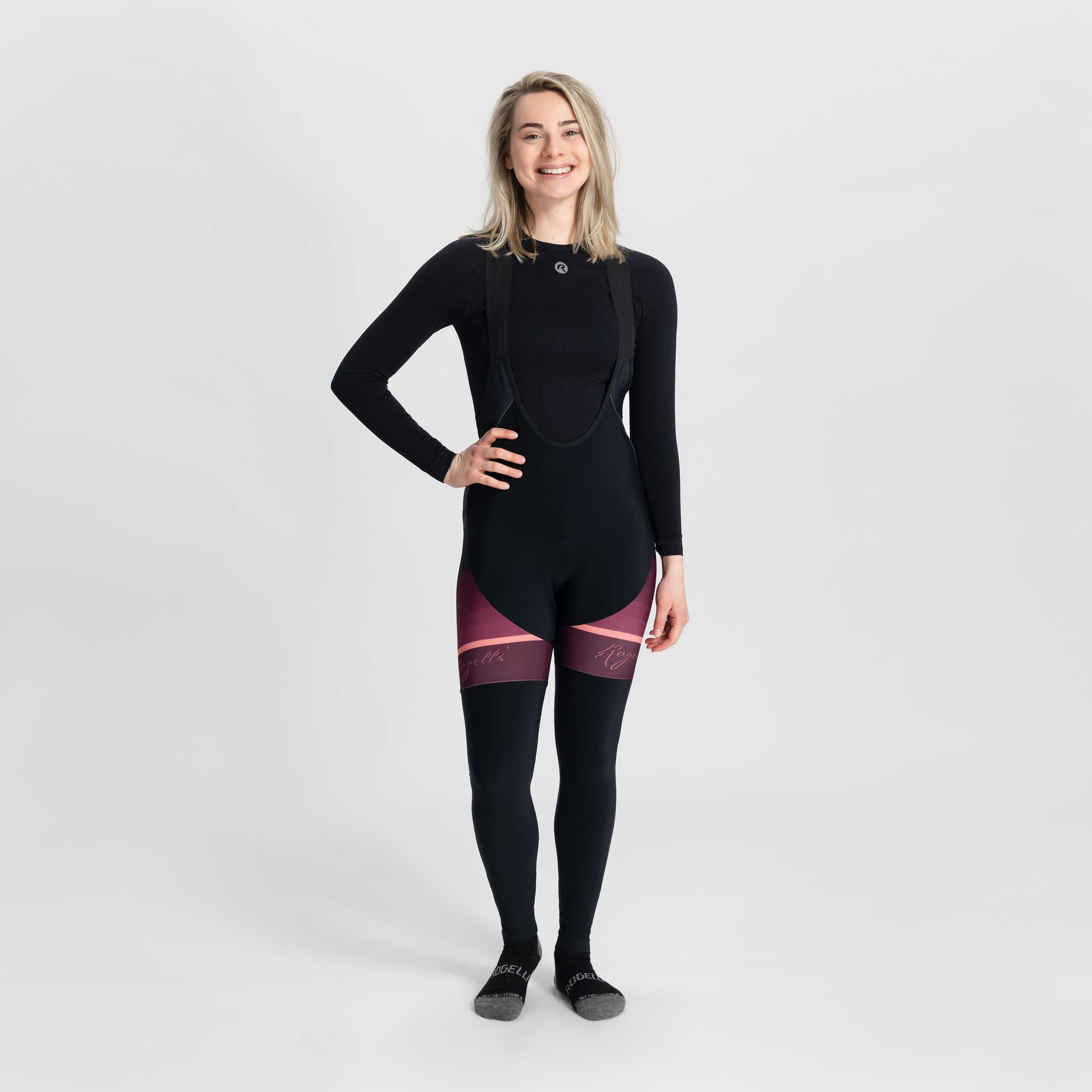 Impress II Lange Fietsbroek Dames - Zwart/Bordeaux/Koraal