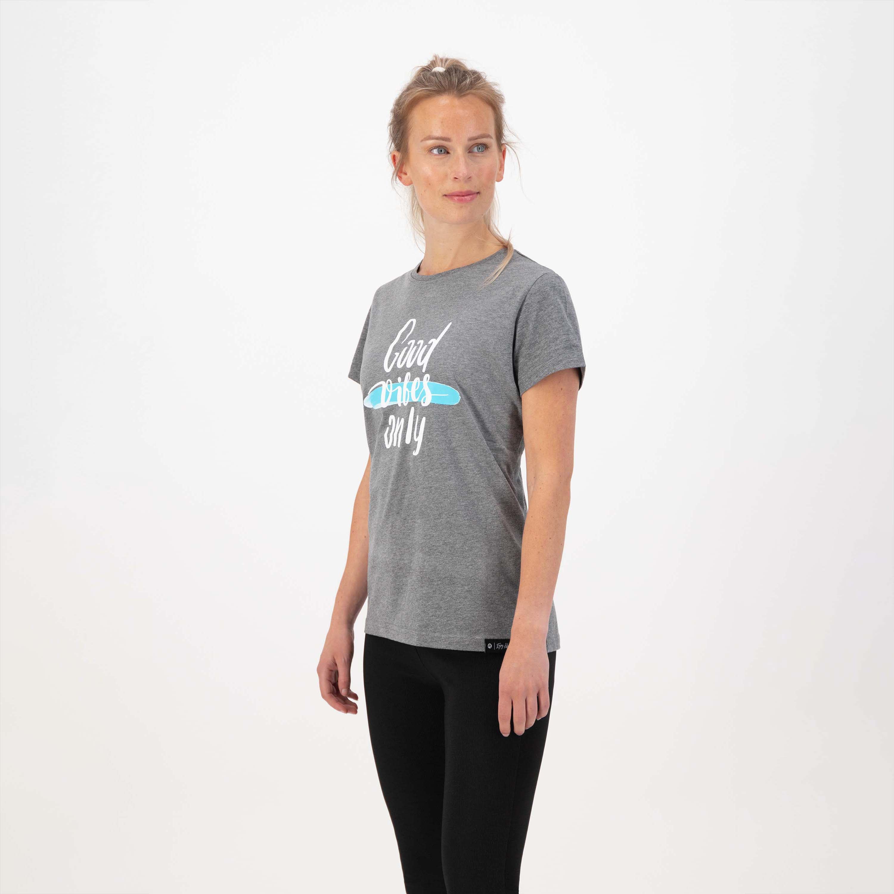 Genießen Sie das Leben grafisch t -Shirt Damen - grau