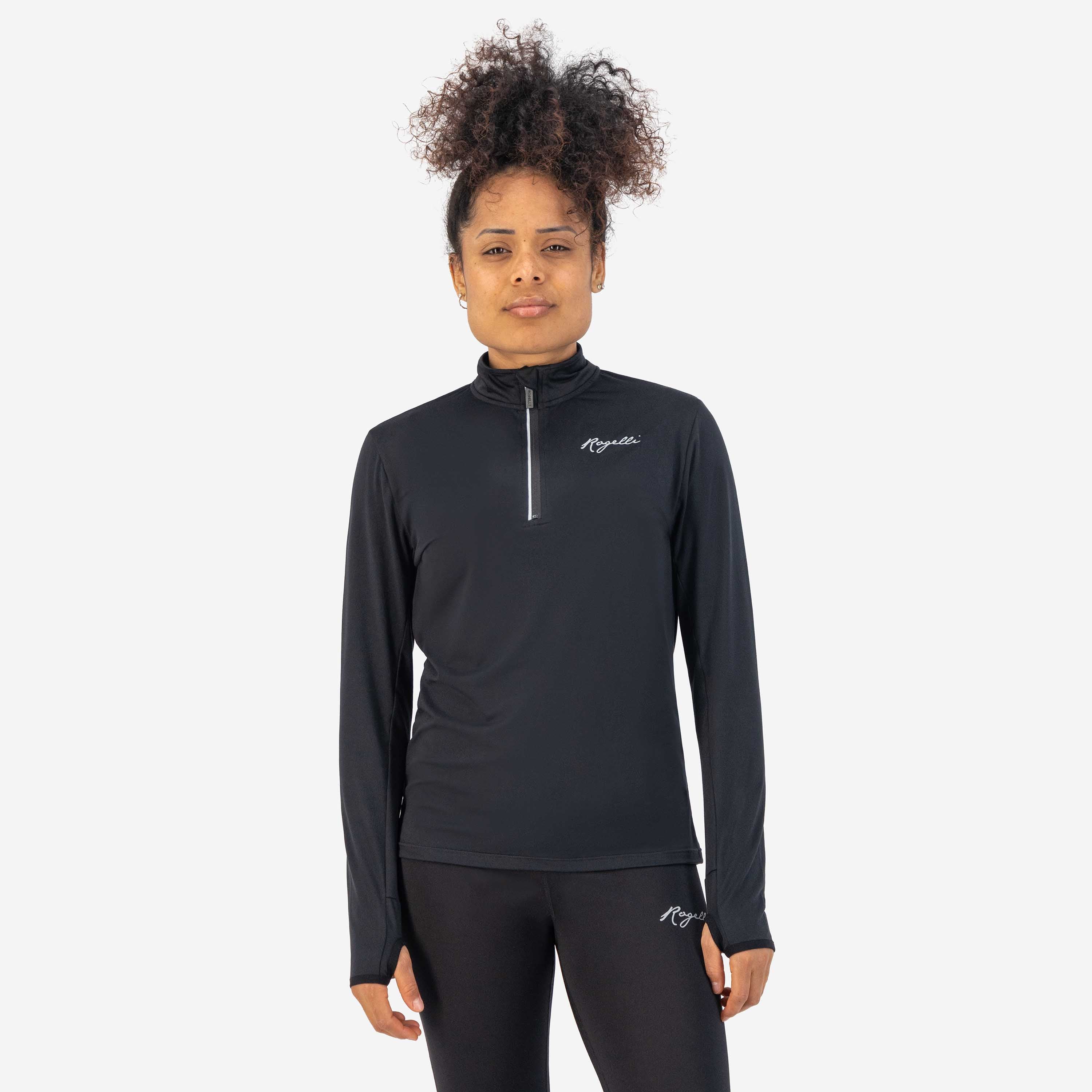 Core Hardlooptop Lange Mouw 1/2 Zip Dames - Zwart