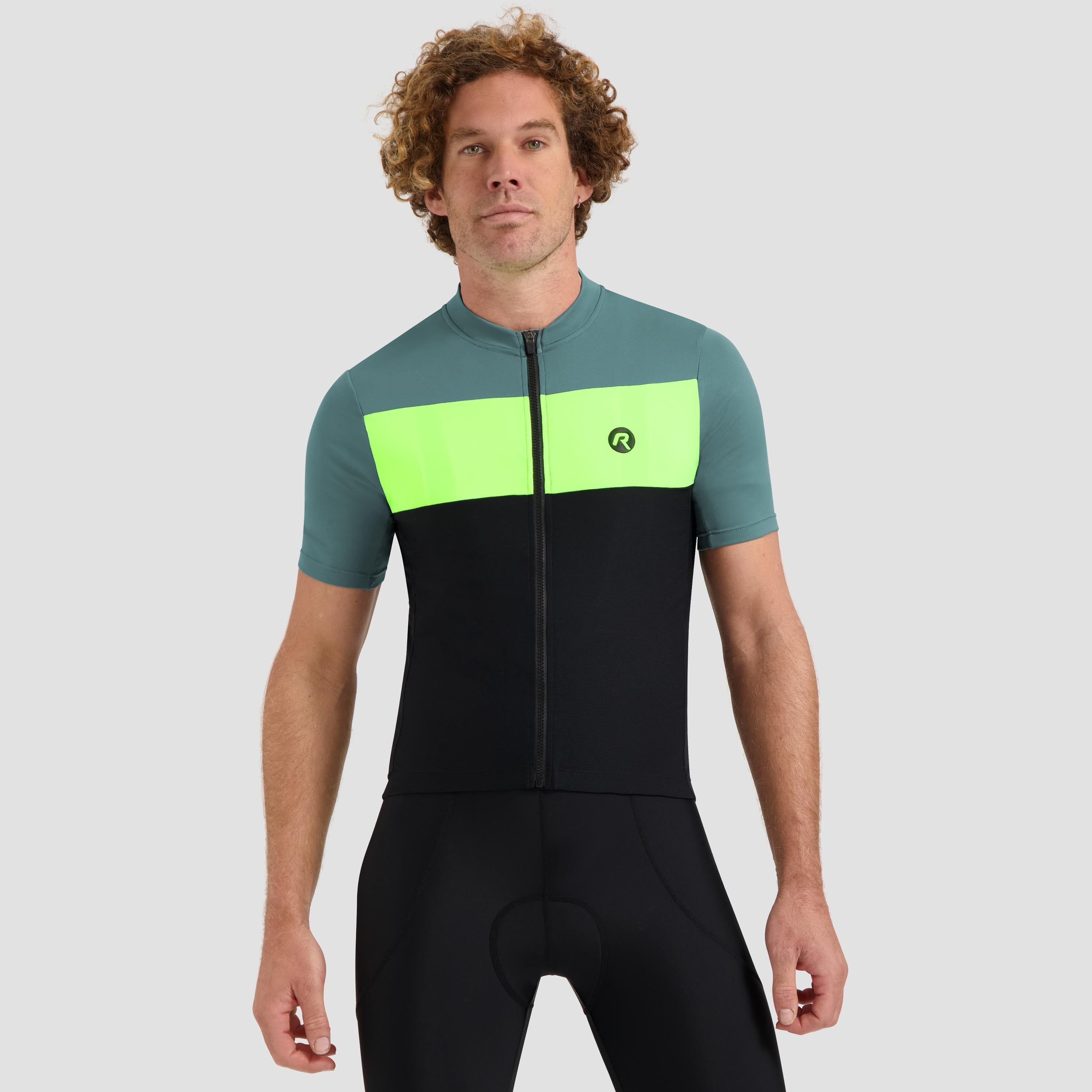 Core Block Fietsshirt Heren - Zwart/Mintgroen/Neon Geel