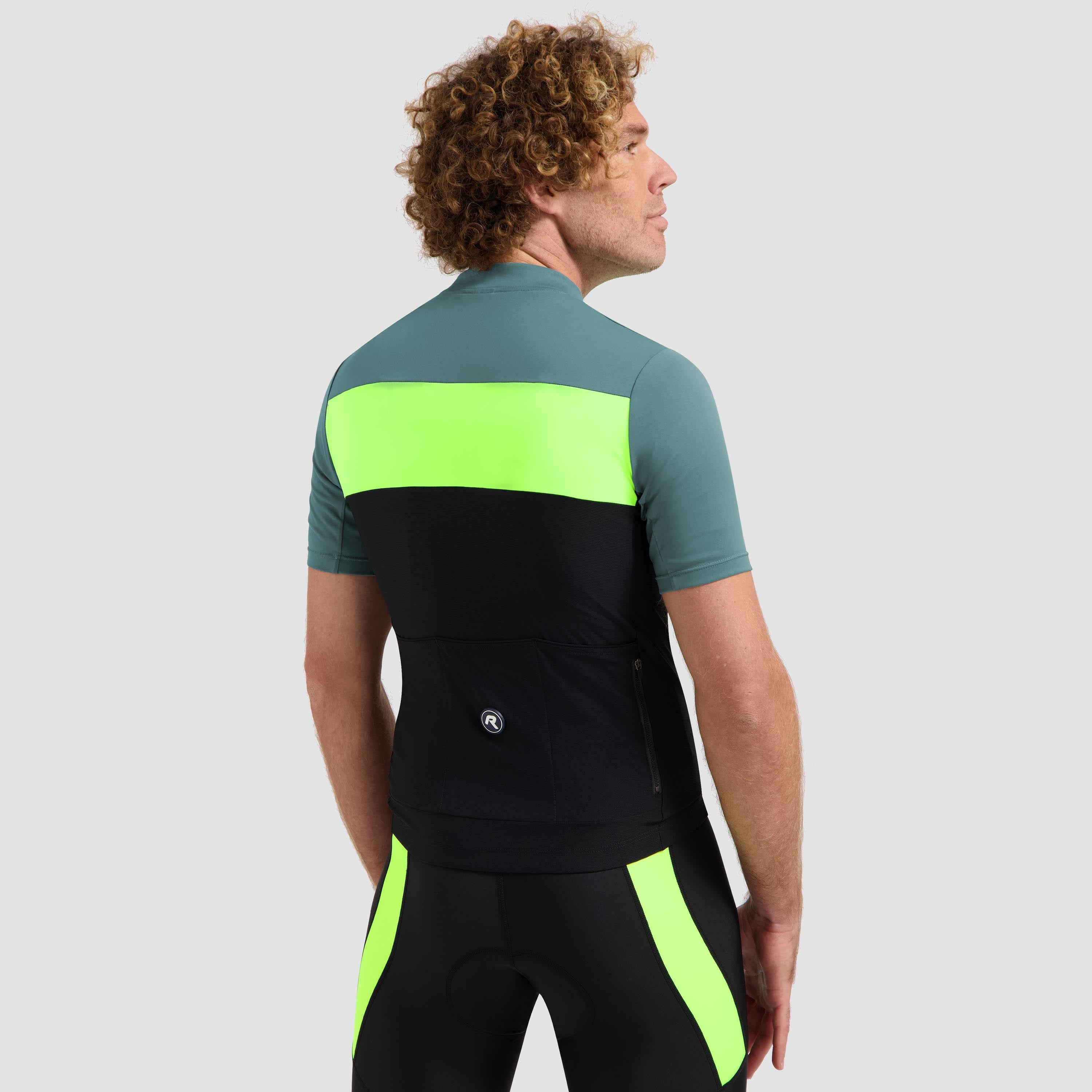 Core Block Fietsshirt Heren - Zwart/Mintgroen/Neon Geel