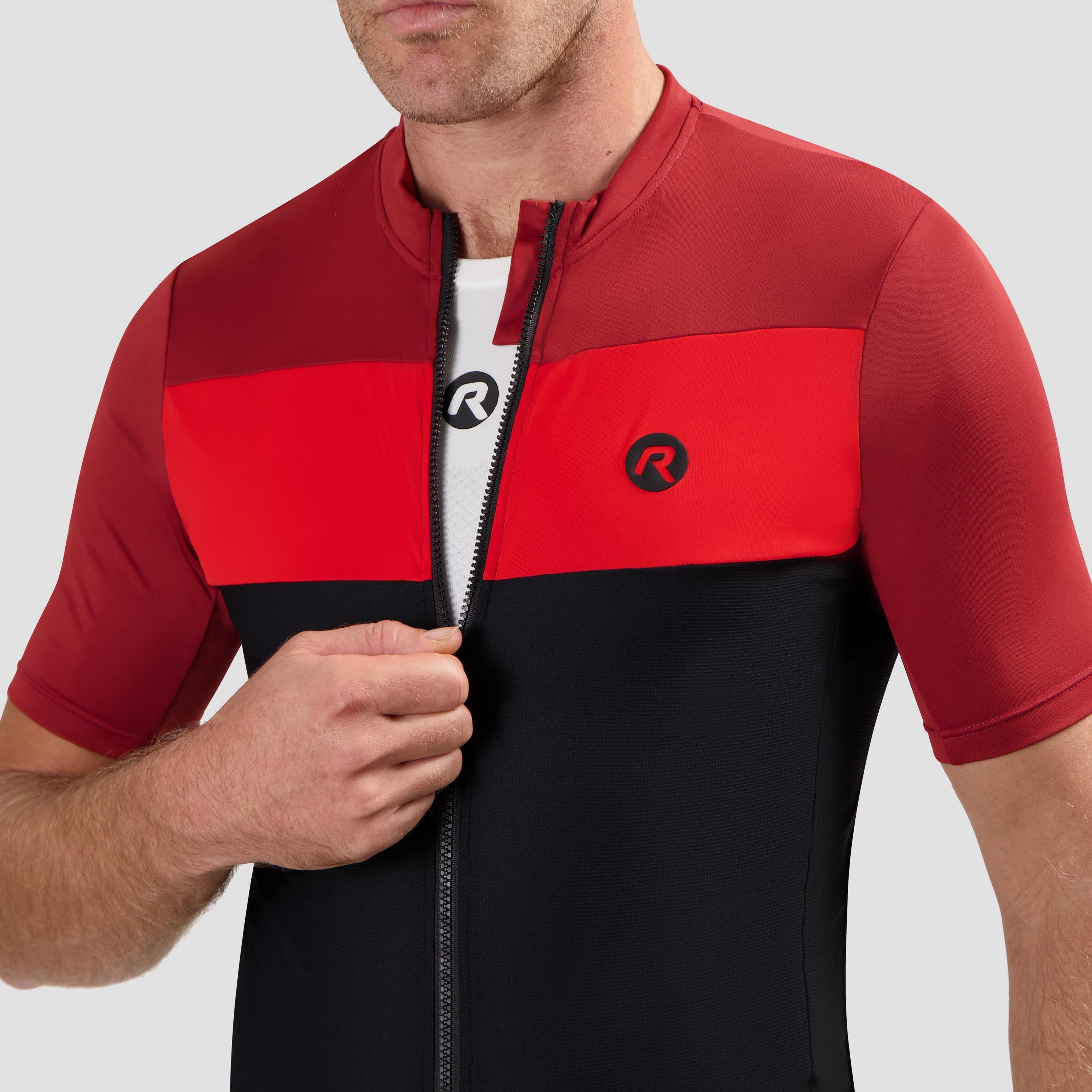 Core Block Fietsshirt Heren - Zwart/Bordeaux/Rood