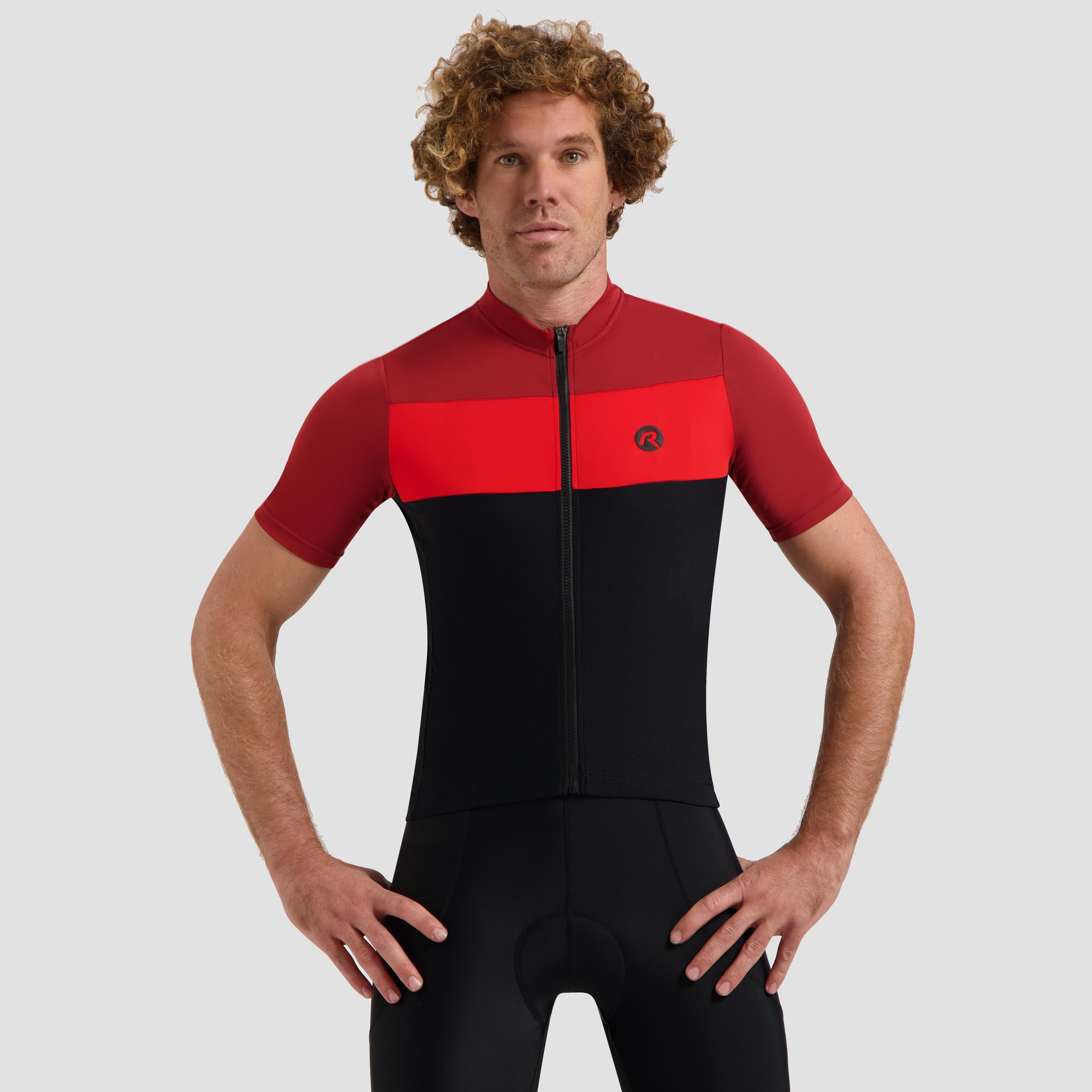 Core Block Fietsshirt Heren - Zwart/Bordeaux/Rood
