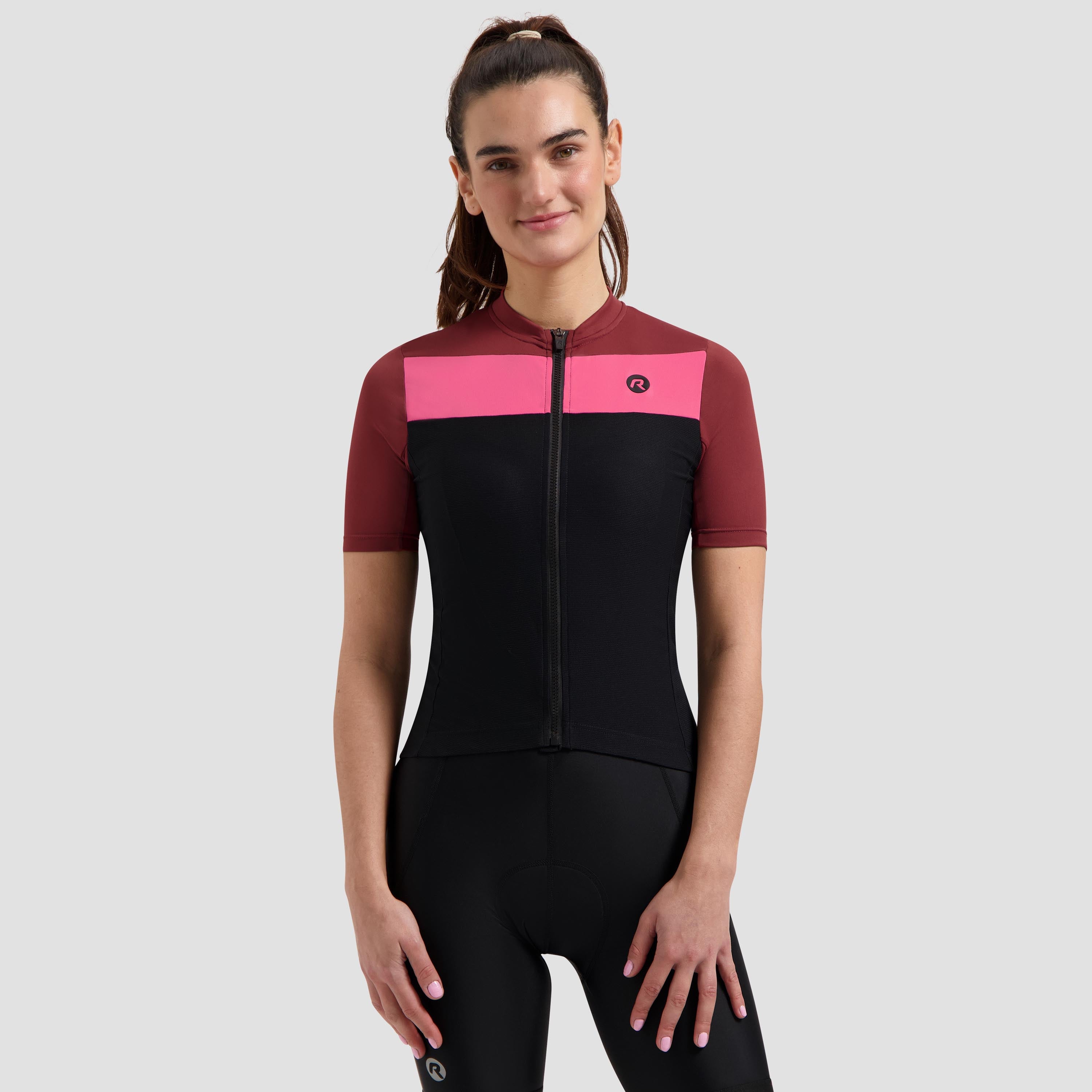 Core Block Fietsshirt Dames - Zwart/Bordeaux/Roze
