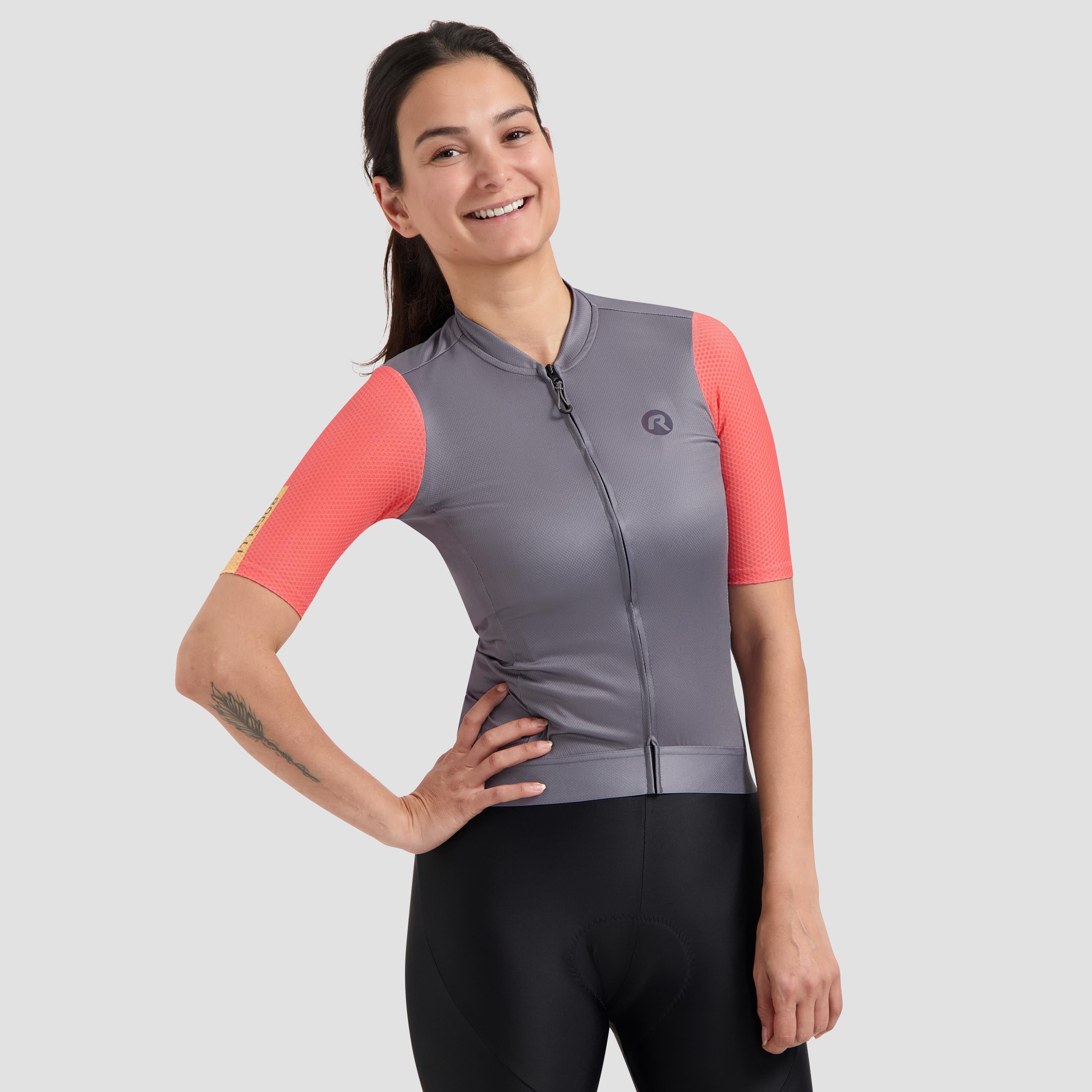 Fast Fietsshirt Dames - Grijs/Roze/Koraal