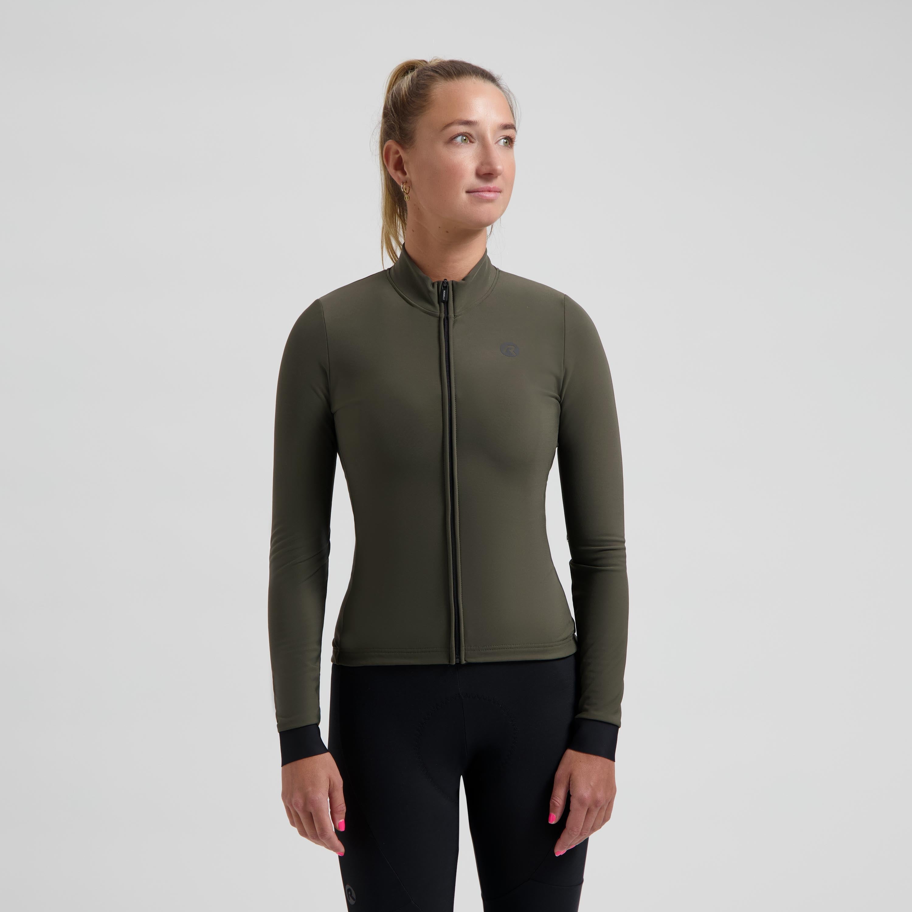 Signature Fietsshirt Lange Mouw Dames - Legergroen