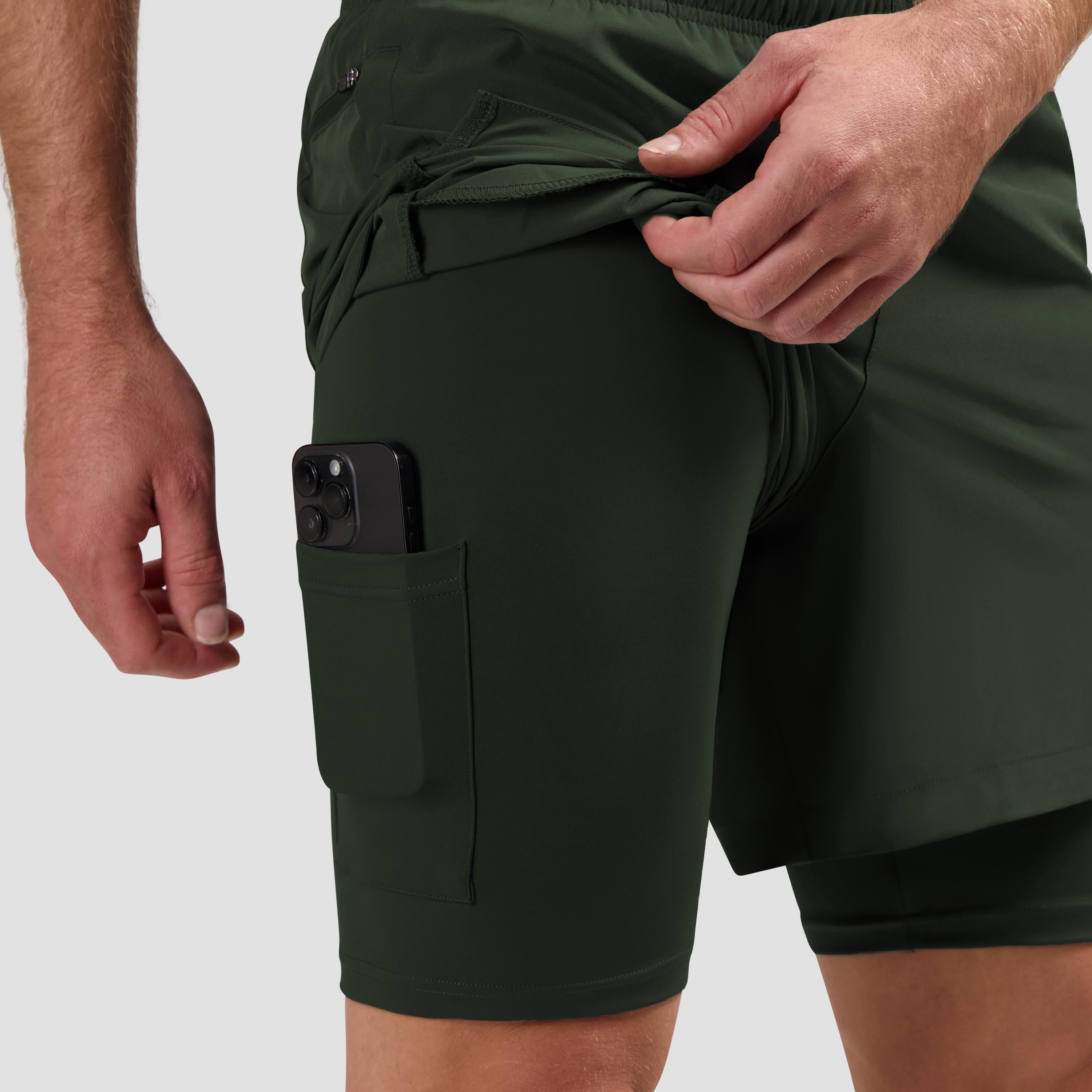 Essential 2-in-1 Hardloopshort Heren - Legergroen
