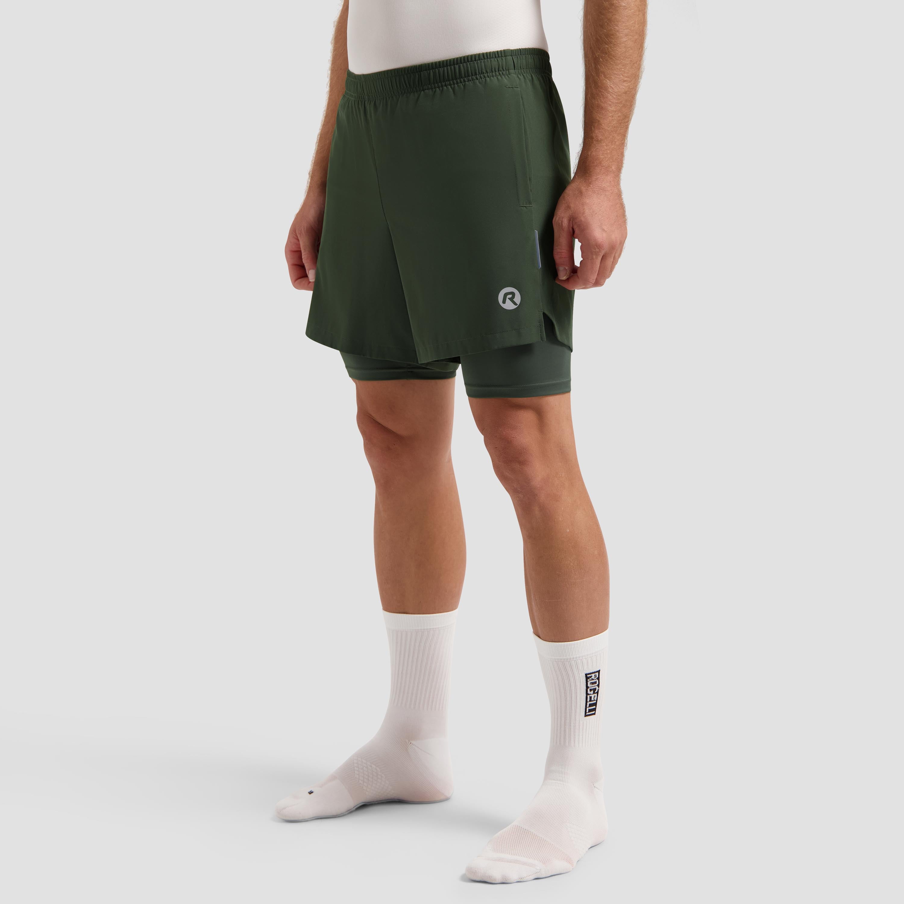 Essential 2-in-1 Hardloopshort Heren - Legergroen