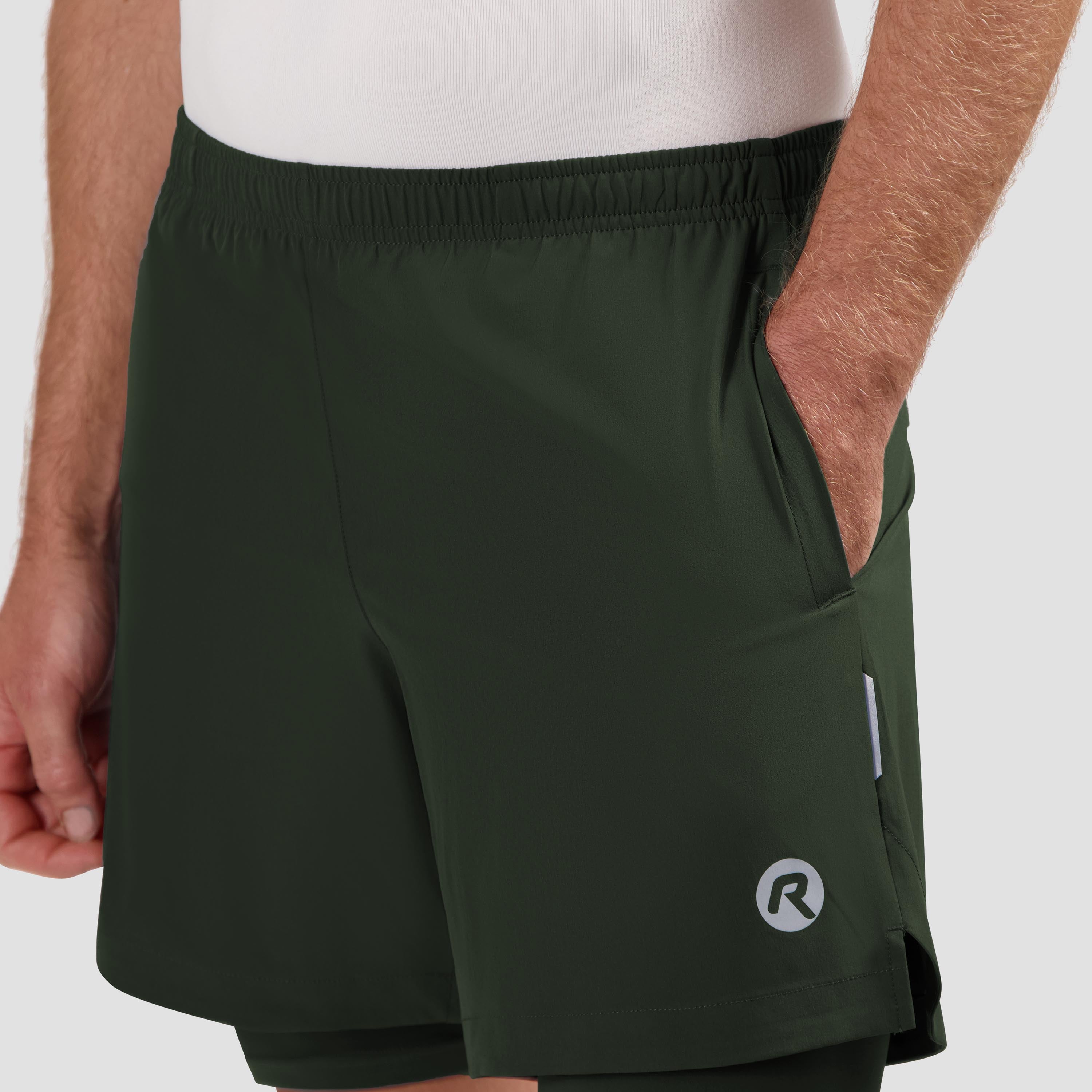 Essential 2-in-1 Hardloopshort Heren - Legergroen
