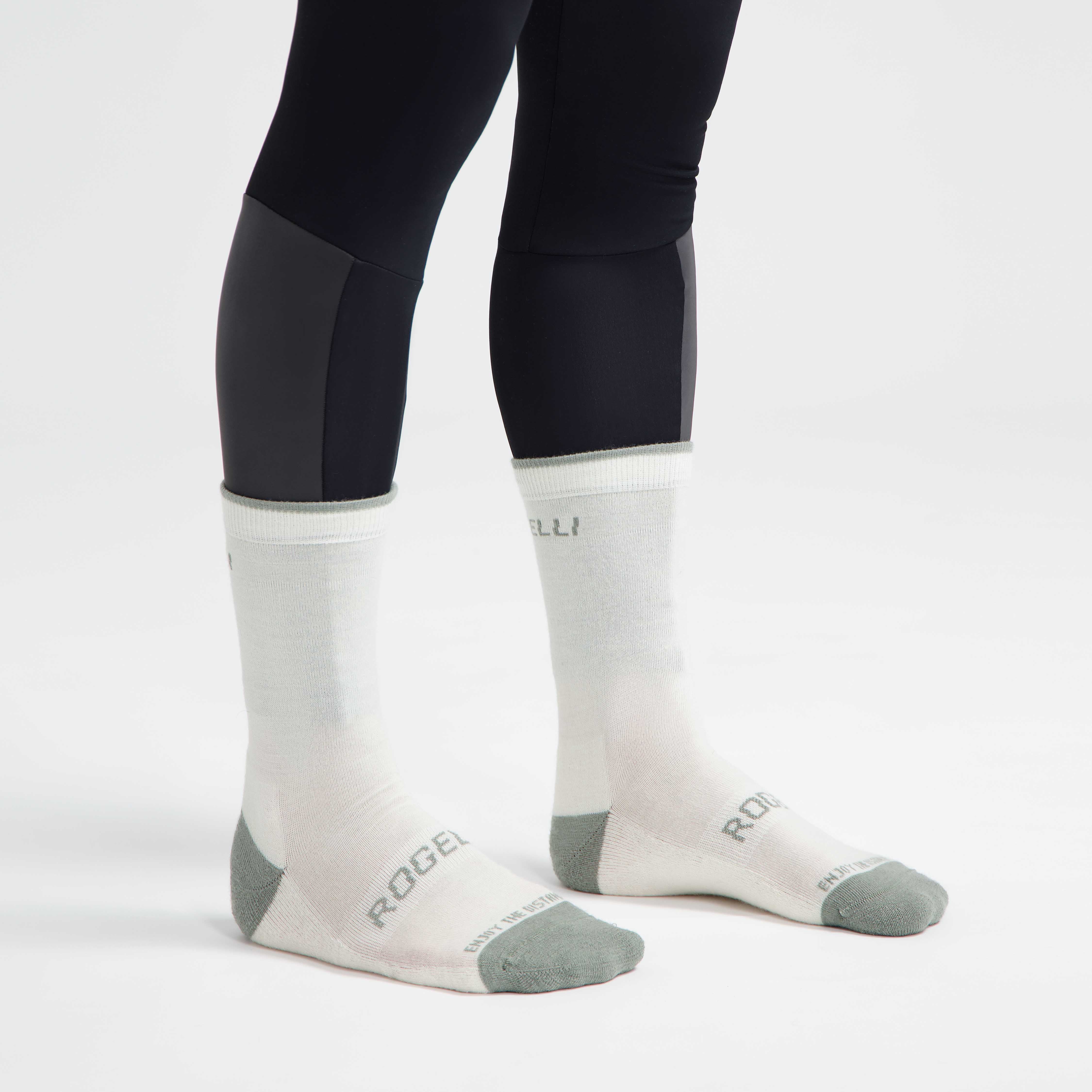 2 -Pack Merino Wool Winter Bicycle Socks - Army Groen/Taupe