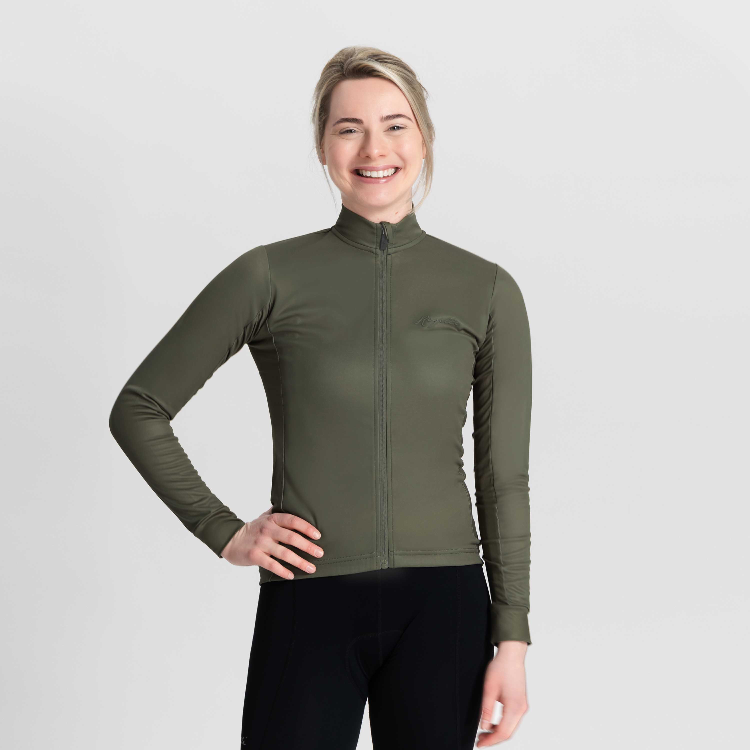 Core Fietsshirt Lange Mouw Dames - Legergroen