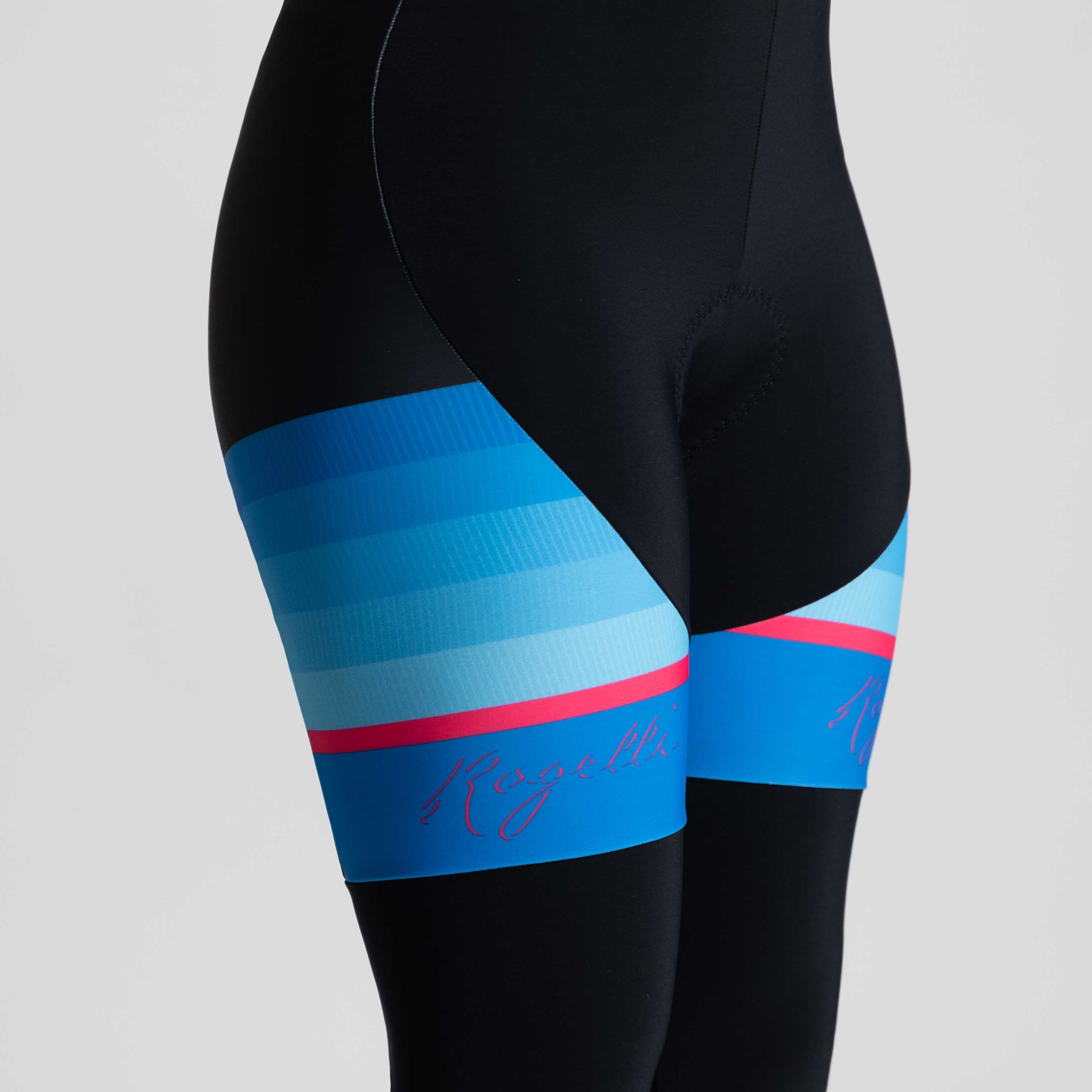 Impress II Lange Fietsbroek Dames - Zwart/Blauw/Roze