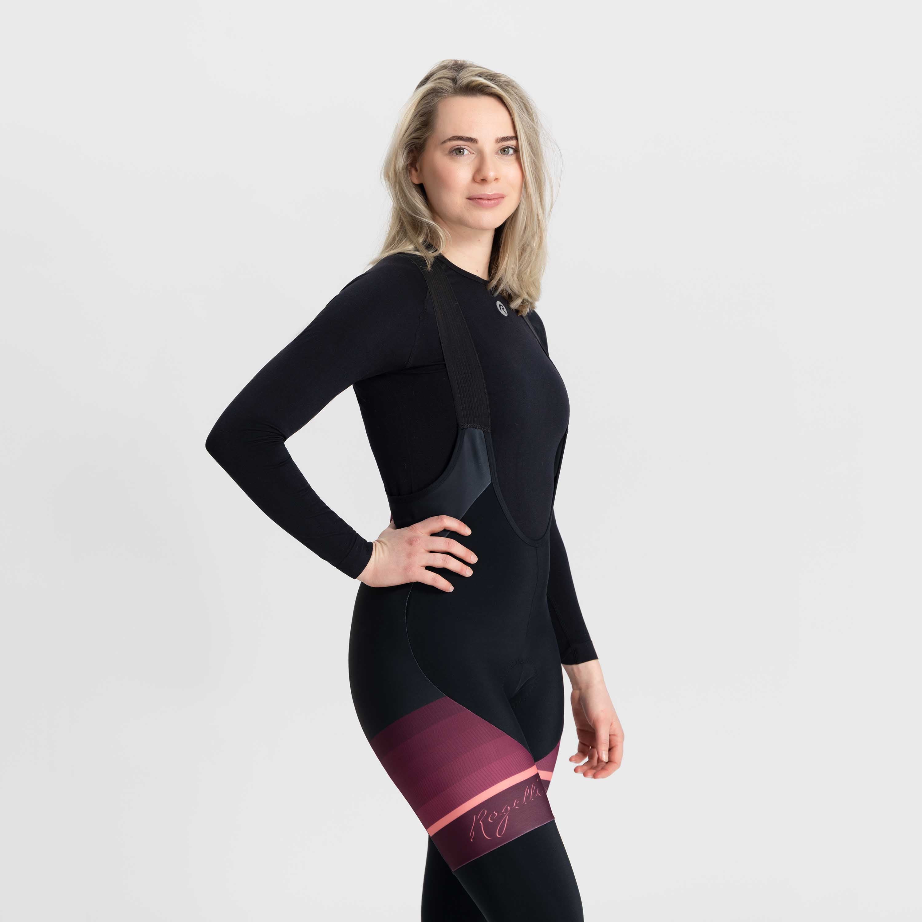 Impress II Lange Fietsbroek Dames - Zwart/Bordeaux/Koraal