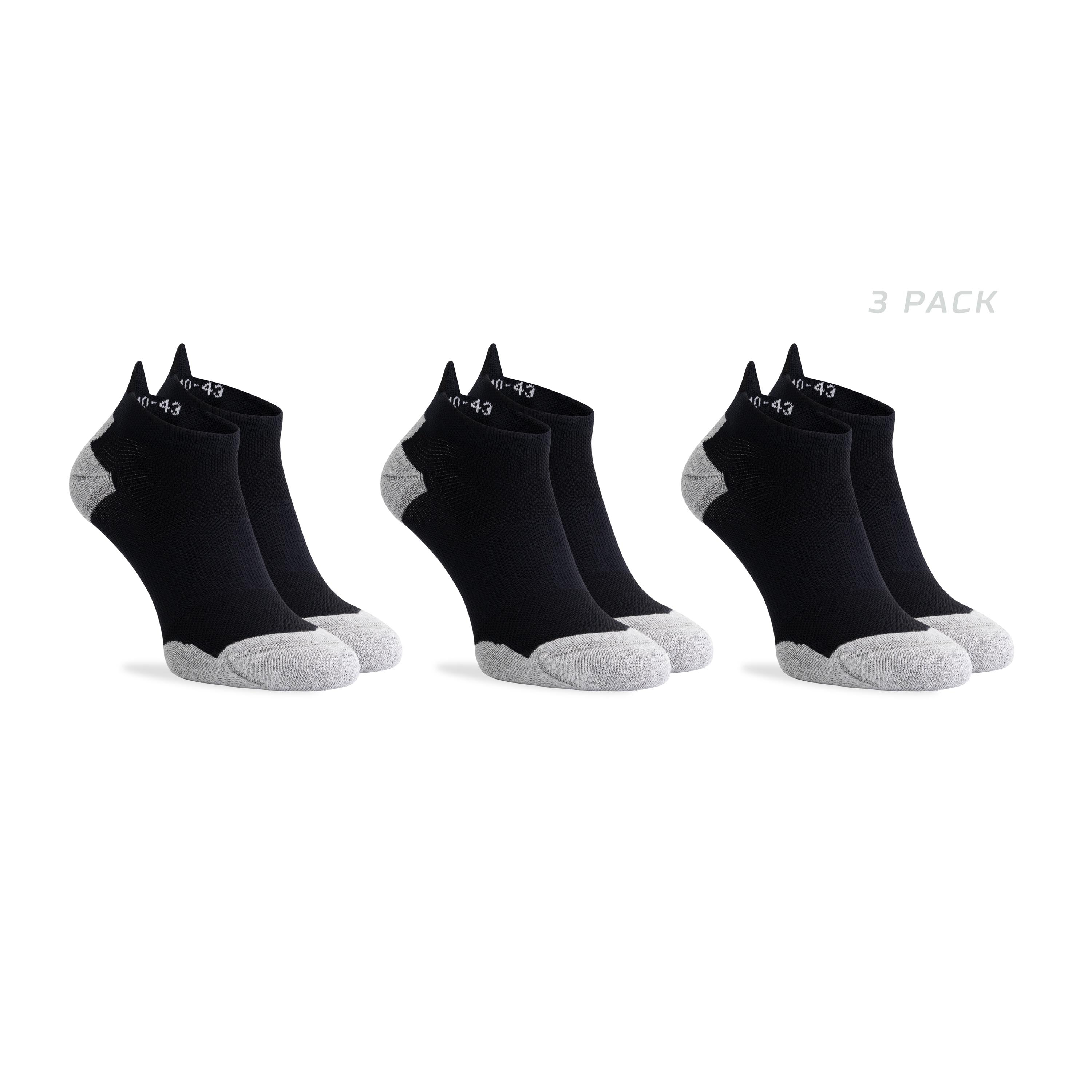 3-Pack Core No Show Hardloopsokken - Zwart/Grijs