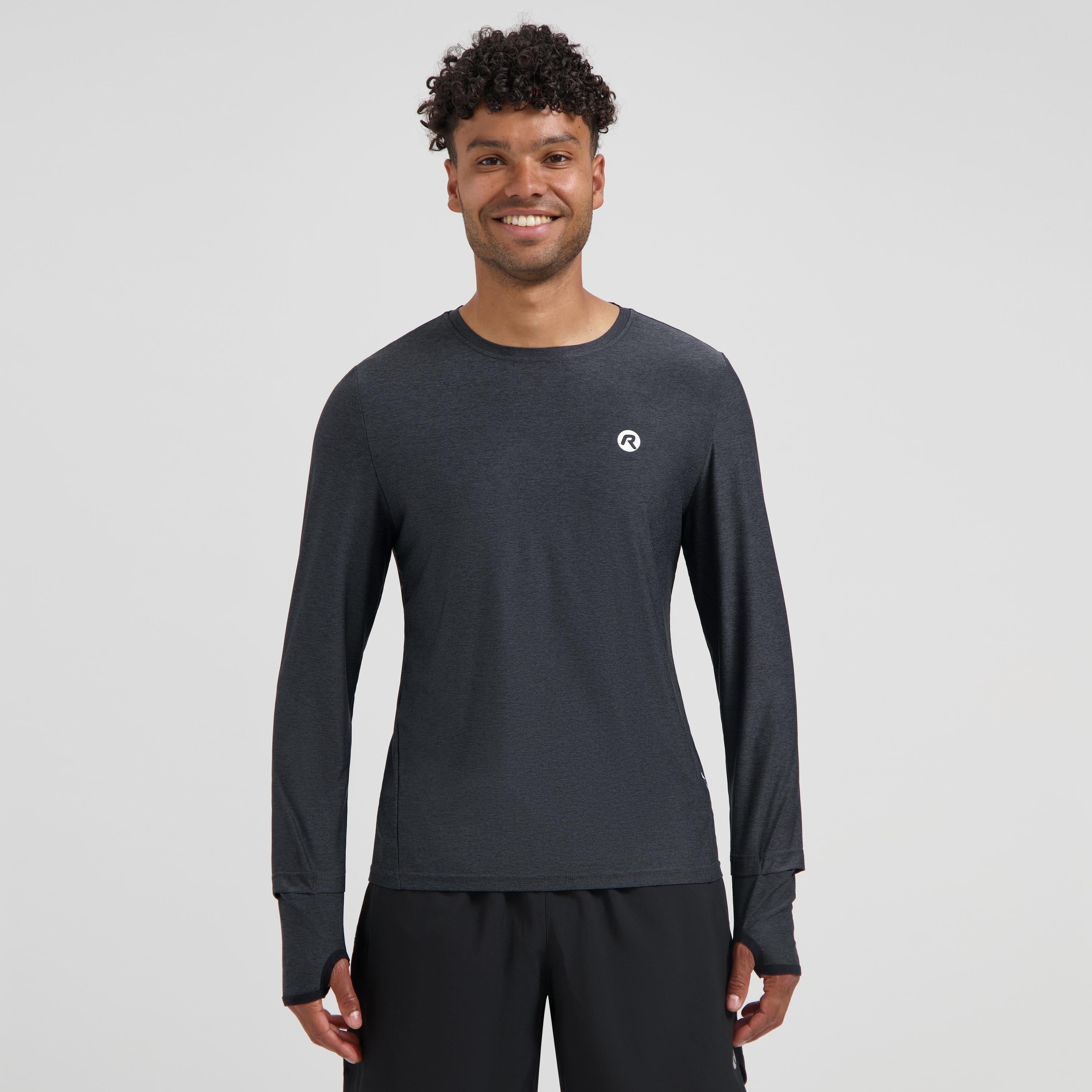 Essential Hardloopshirt Lange Mouw Heren - Zwart