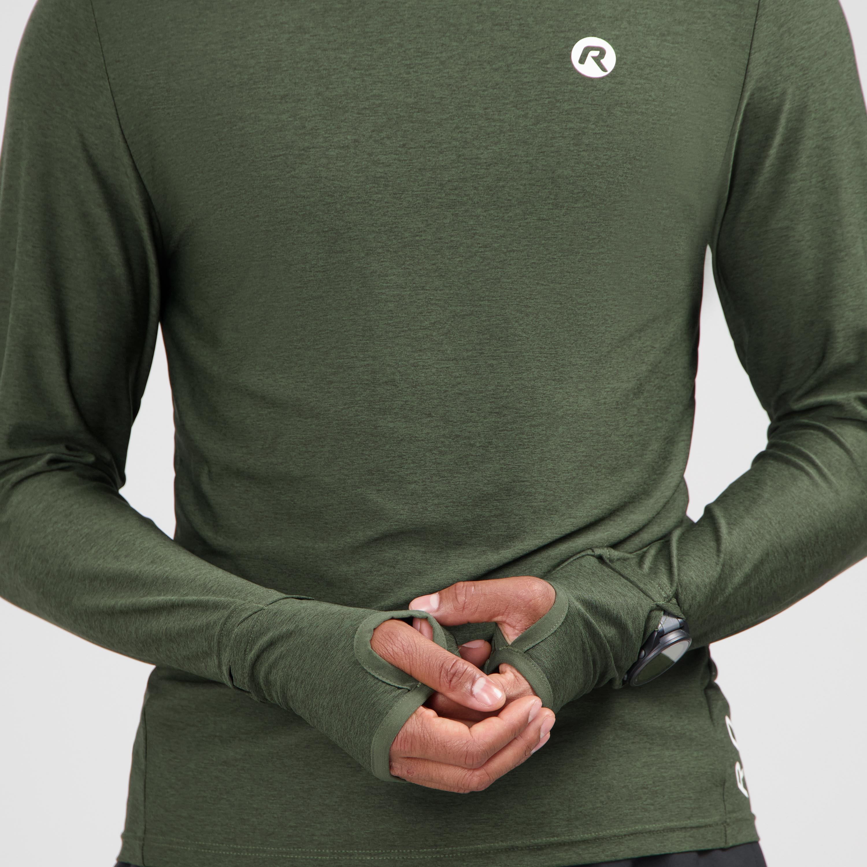 Essential Laufen Hemd Langarm Männer - Armeegrün