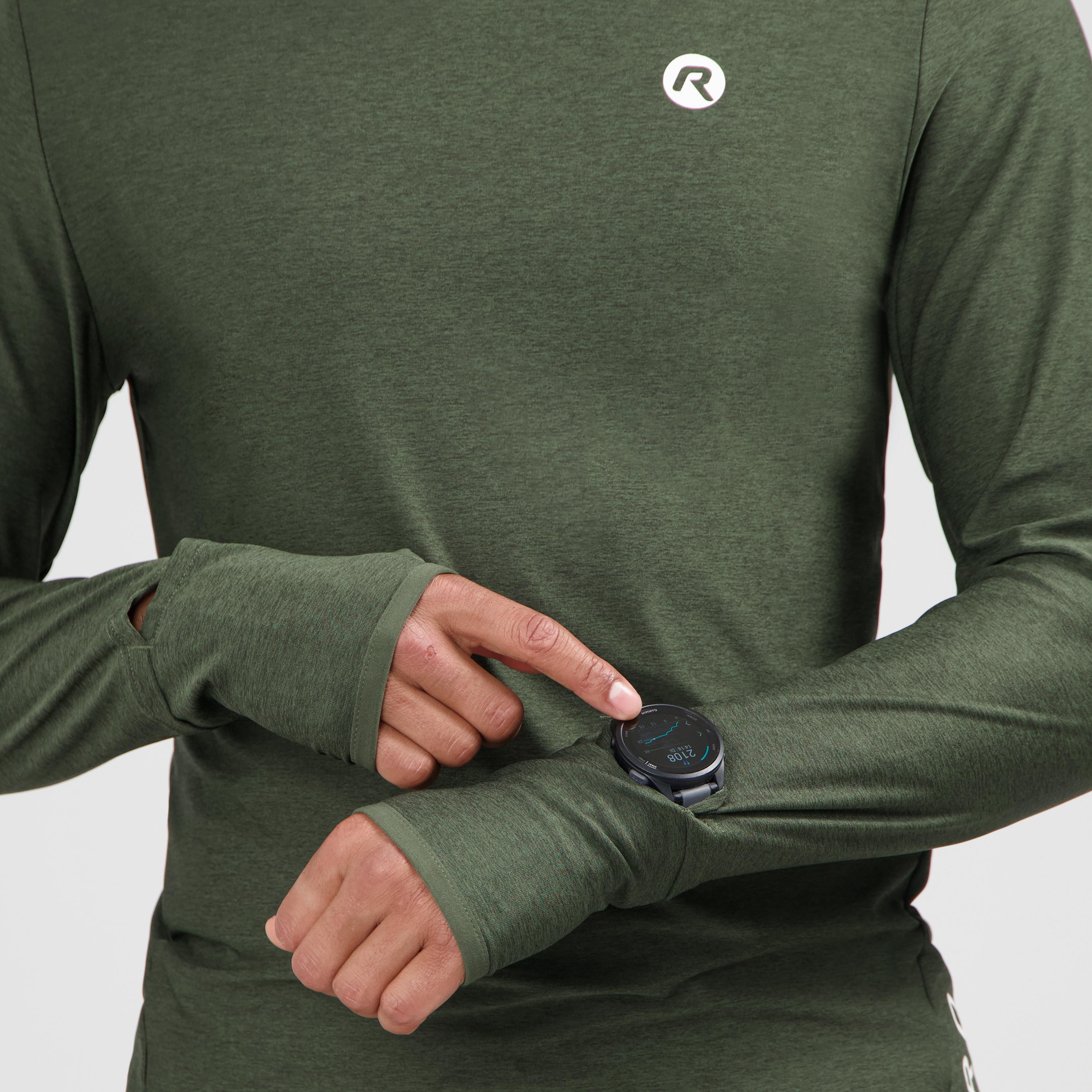 Essential Laufen Hemd Langarm Männer - Armeegrün