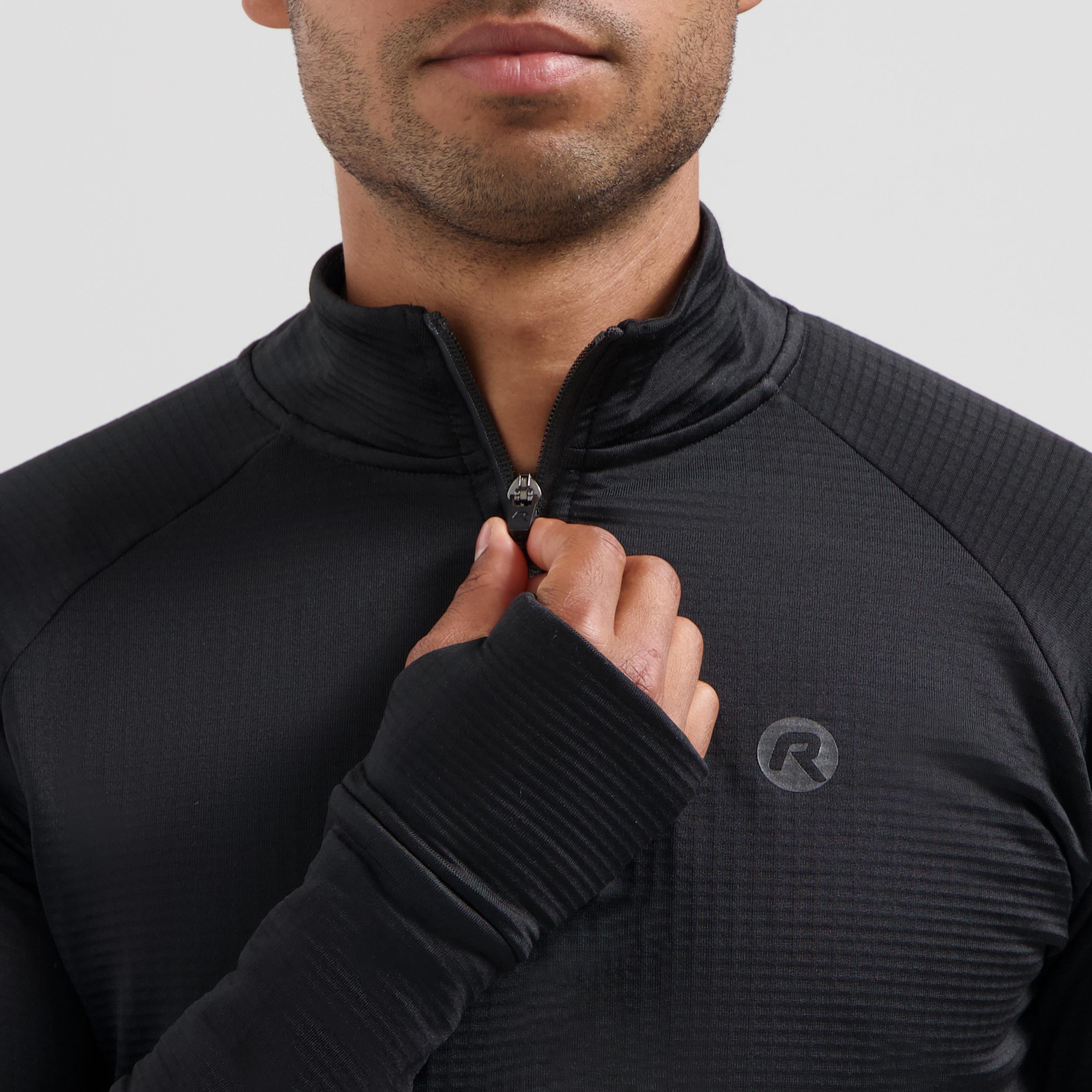 Essential Hardlooptop Lange Mouw 1/2 Zip Heren - Zwart