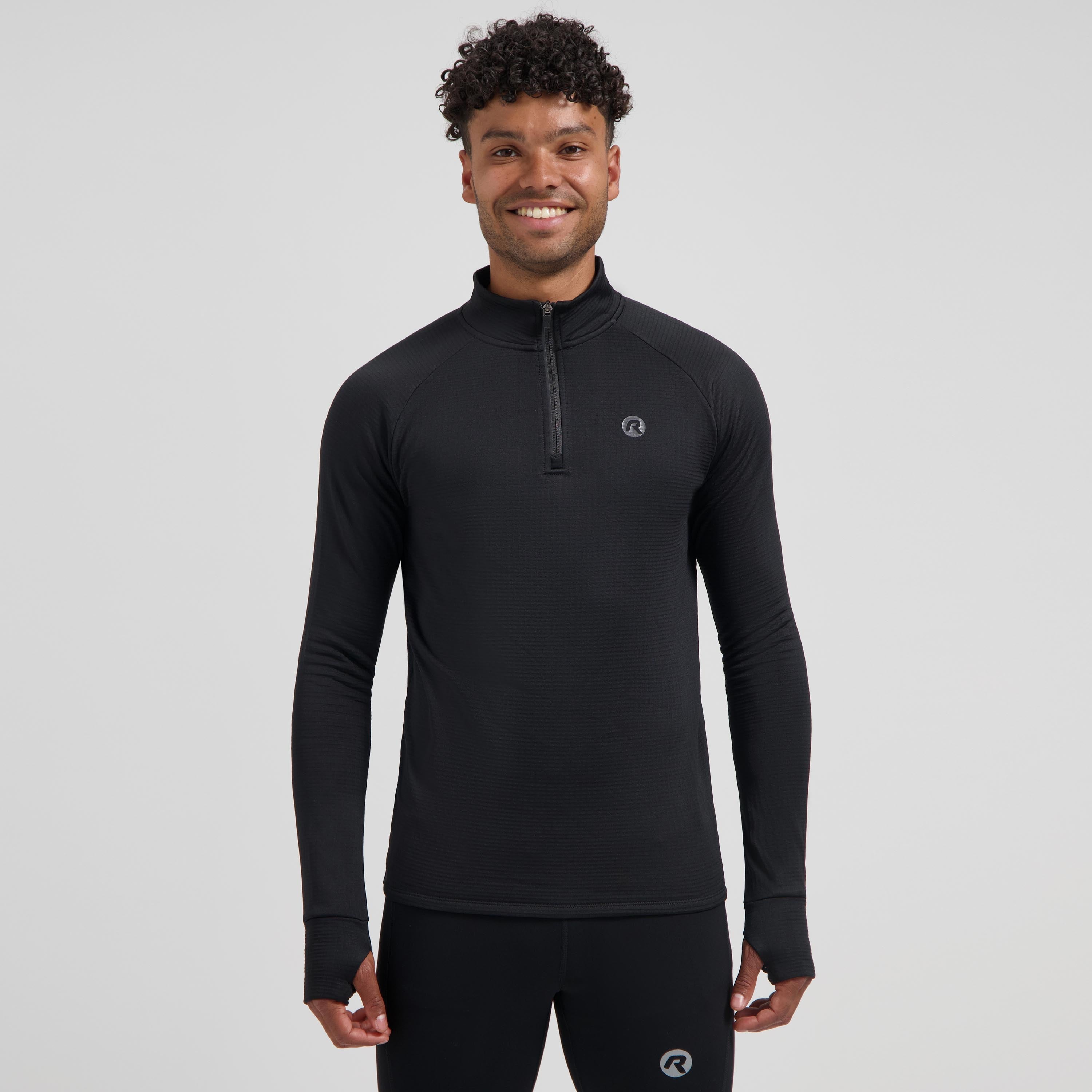 Essential Hardlooptop Lange Mouw 1/2 Zip Heren - Zwart