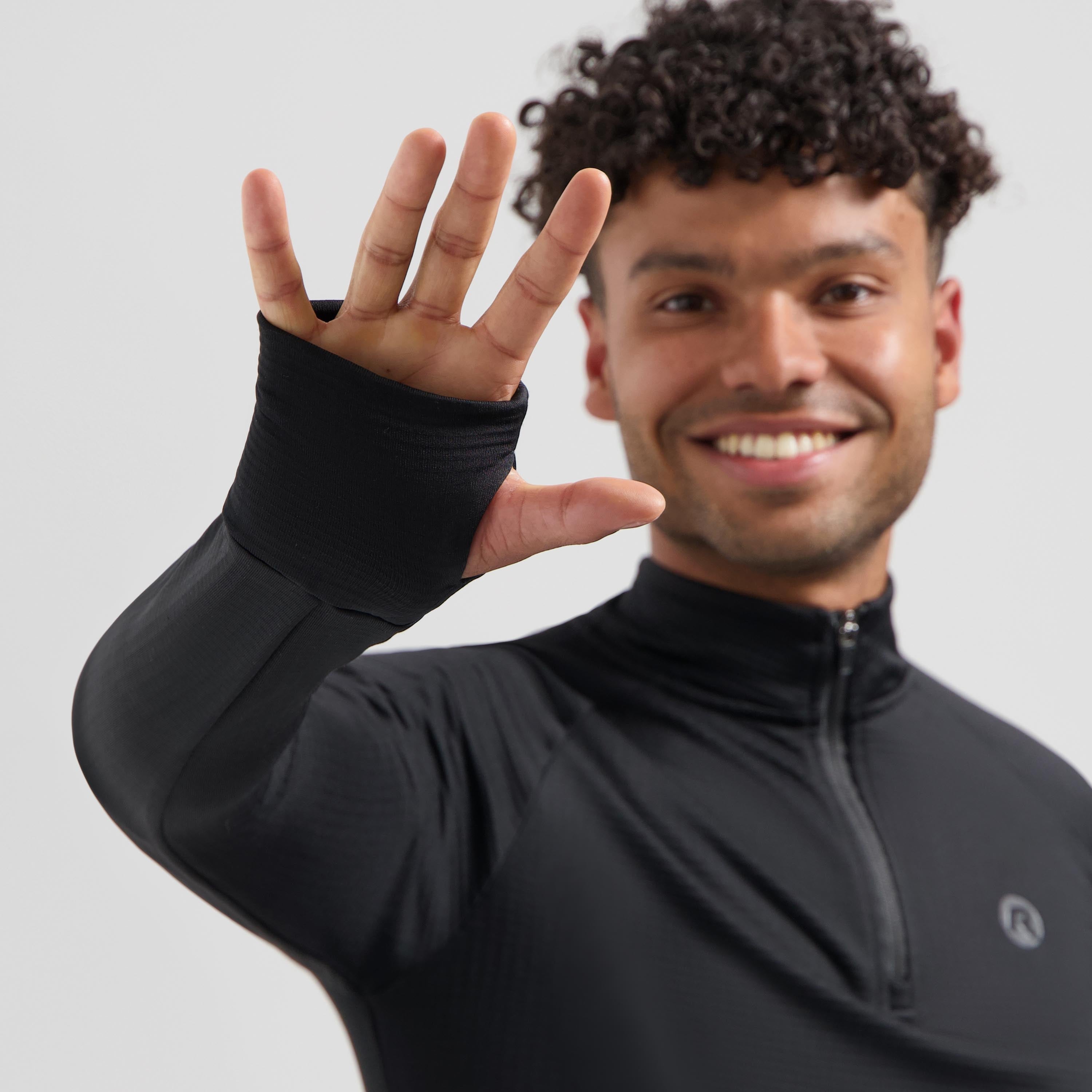 Essential Hardlooptop Lange Mouw 1/2 Zip Heren - Zwart