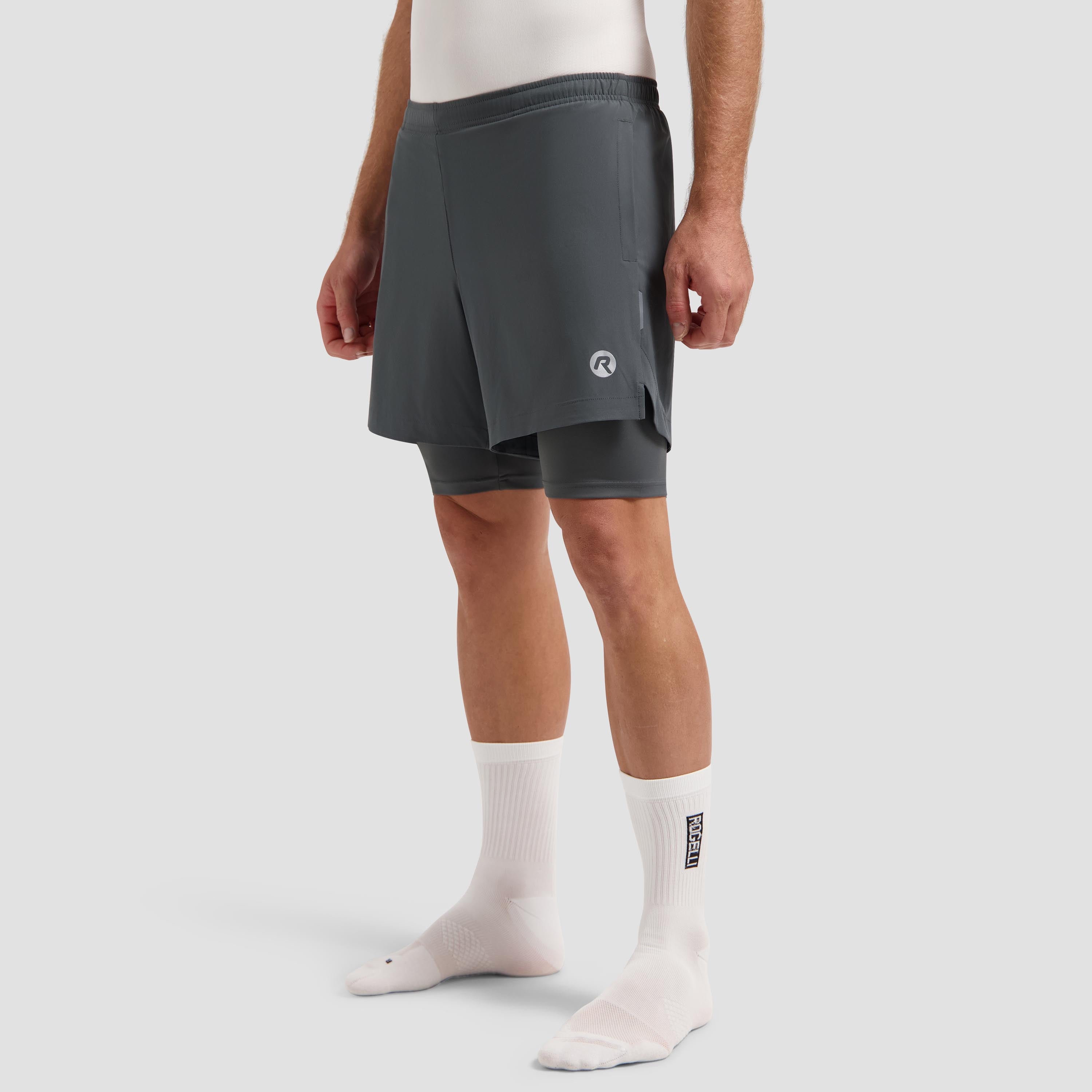 Essential 2-in-1 Hardloopshort Heren - Grijs