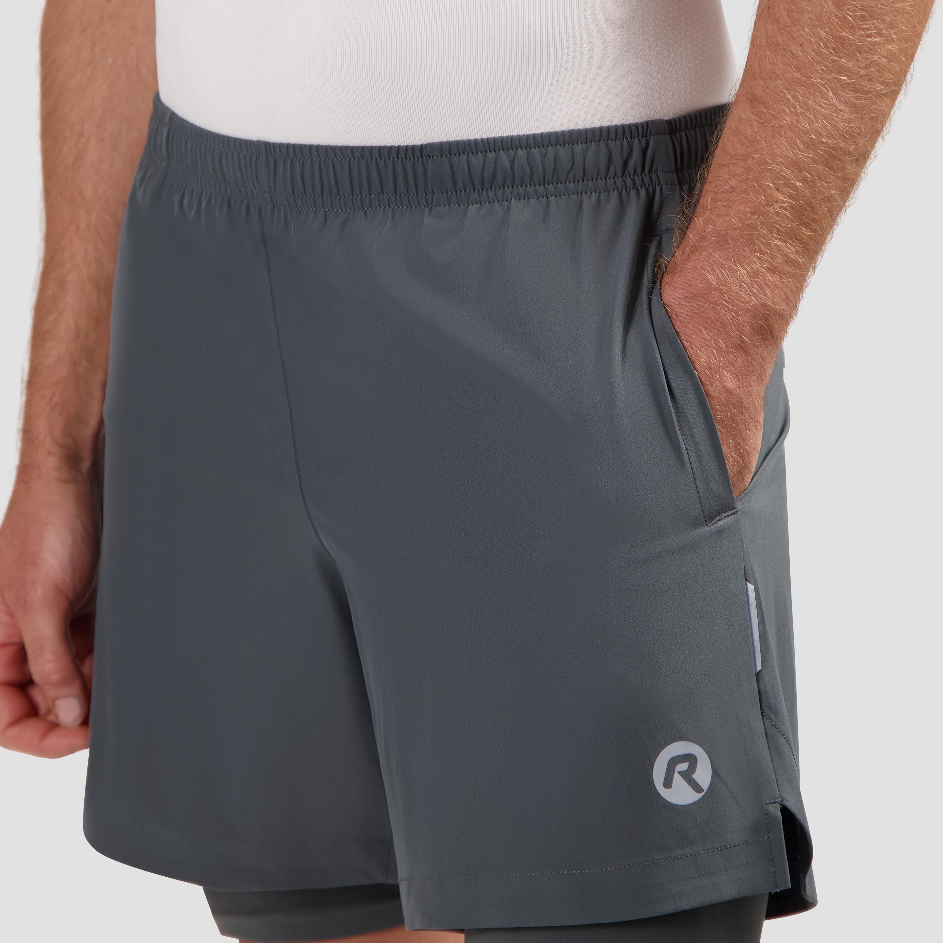 Essential 2-in-1 Hardloopshort Heren - Grijs