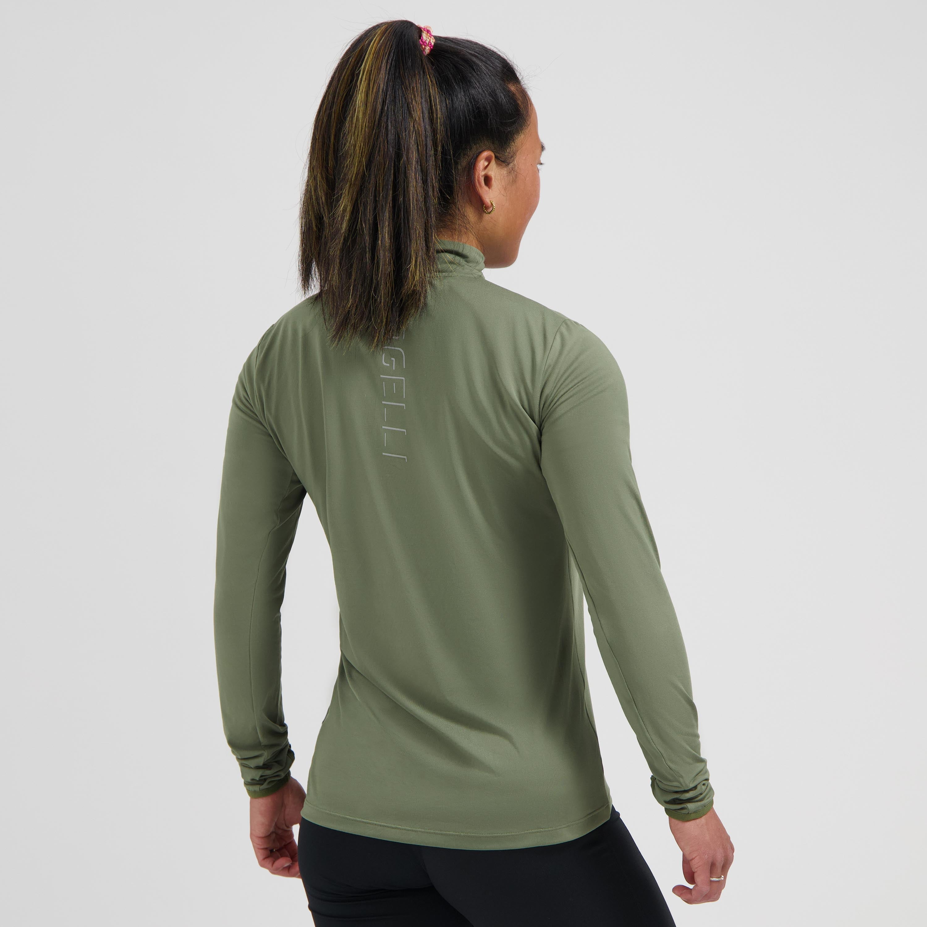 Core Hardlooptop Lange Mouw 1/2 Zip Dames - Legergroen