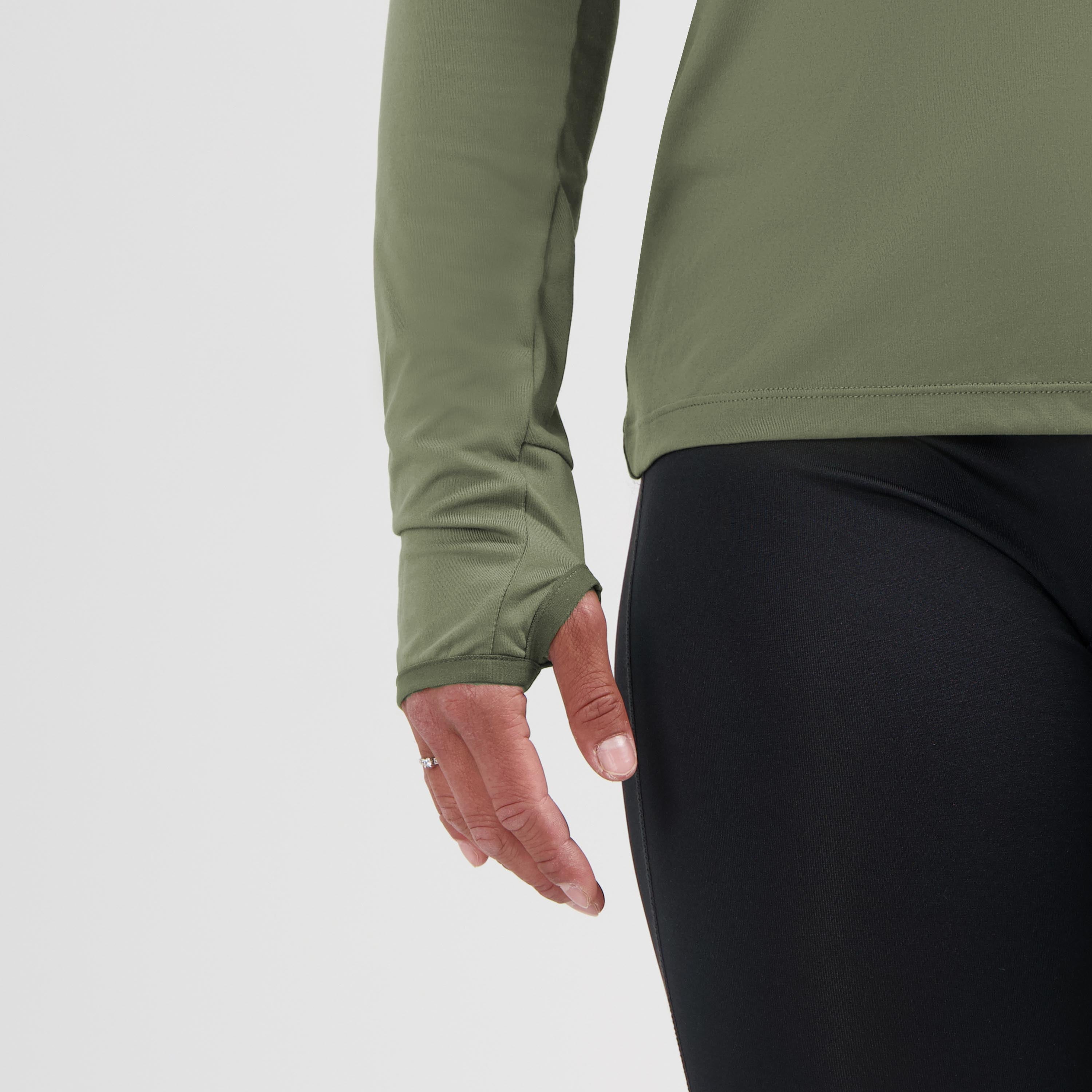 Core Hardlooptop Lange Mouw 1/2 Zip Dames - Legergroen