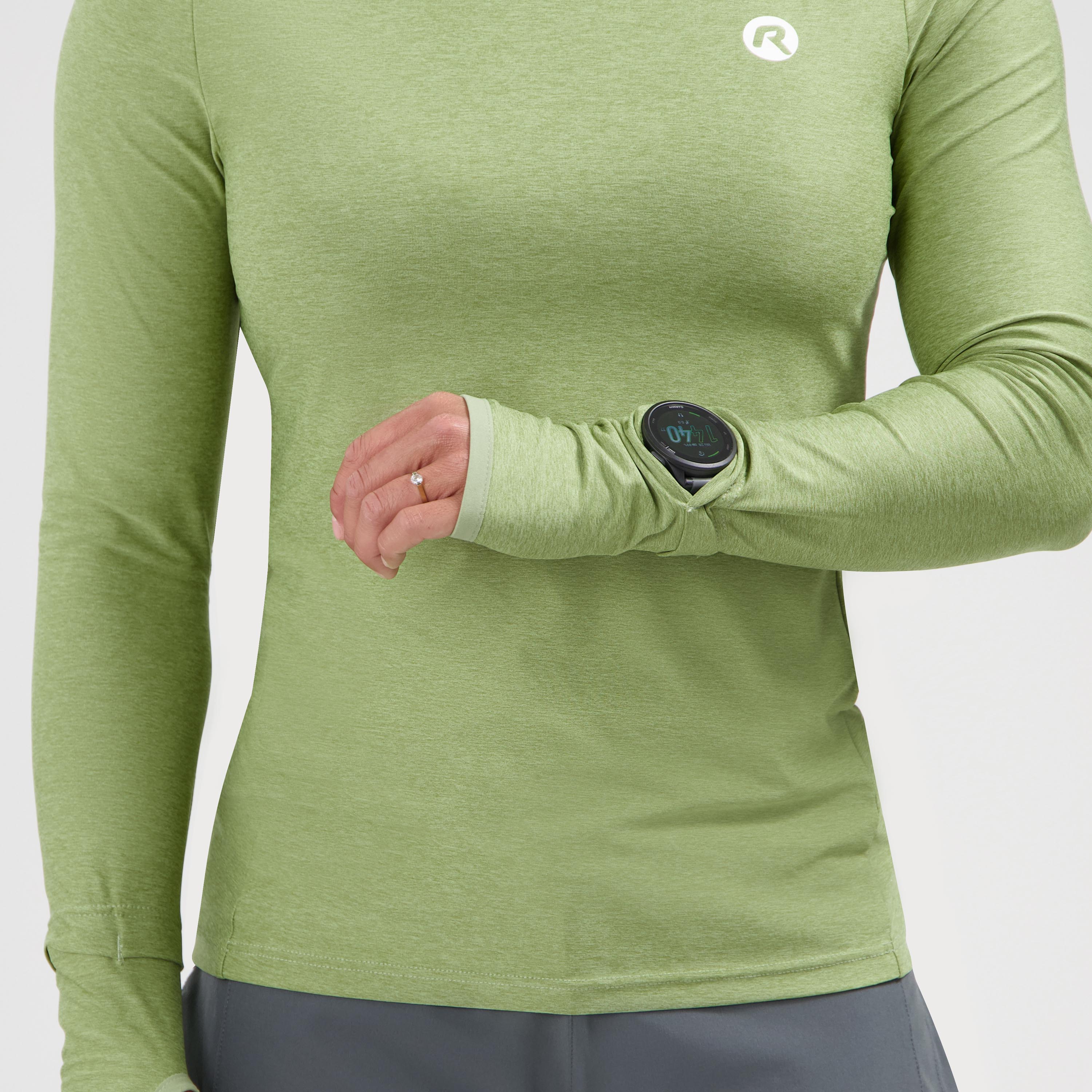 Essential Hardlooptopshirt Lange Mouw Dames - Saliegroen