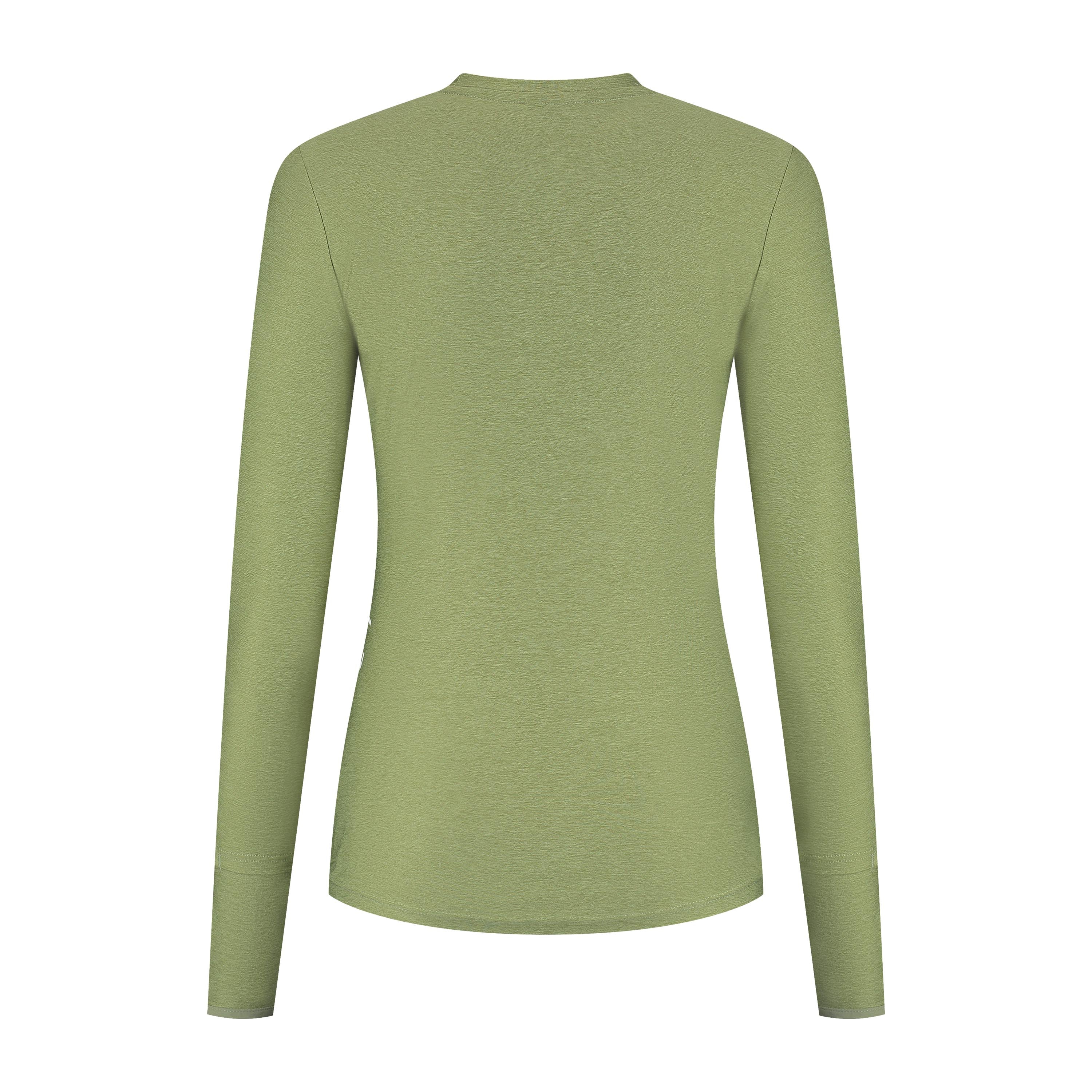 Essential Hardlooptopshirt Lange Mouw Dames - Saliegroen