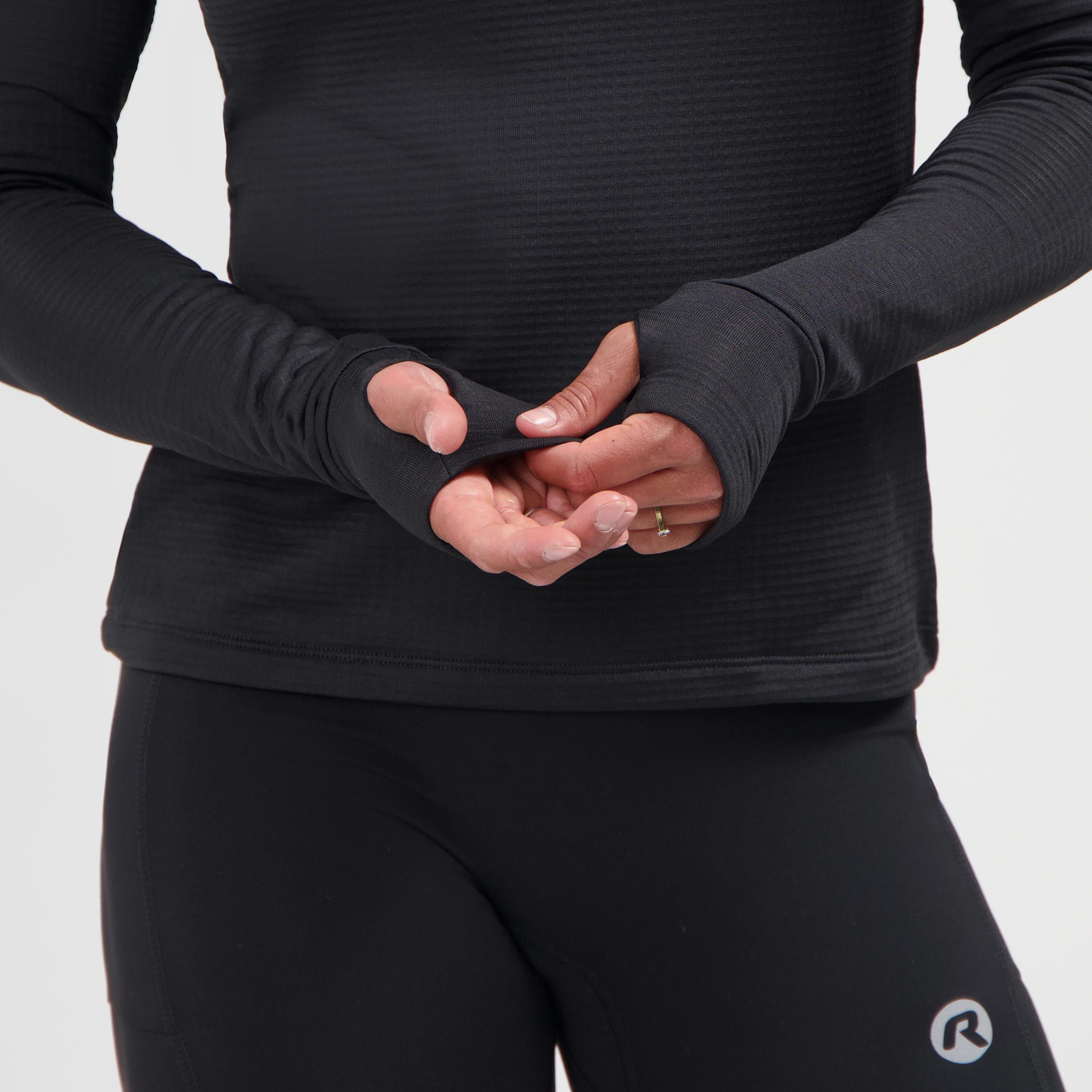 Essential Hardlooptop Lange Mouw 1/2 Zip Dames - Zwart