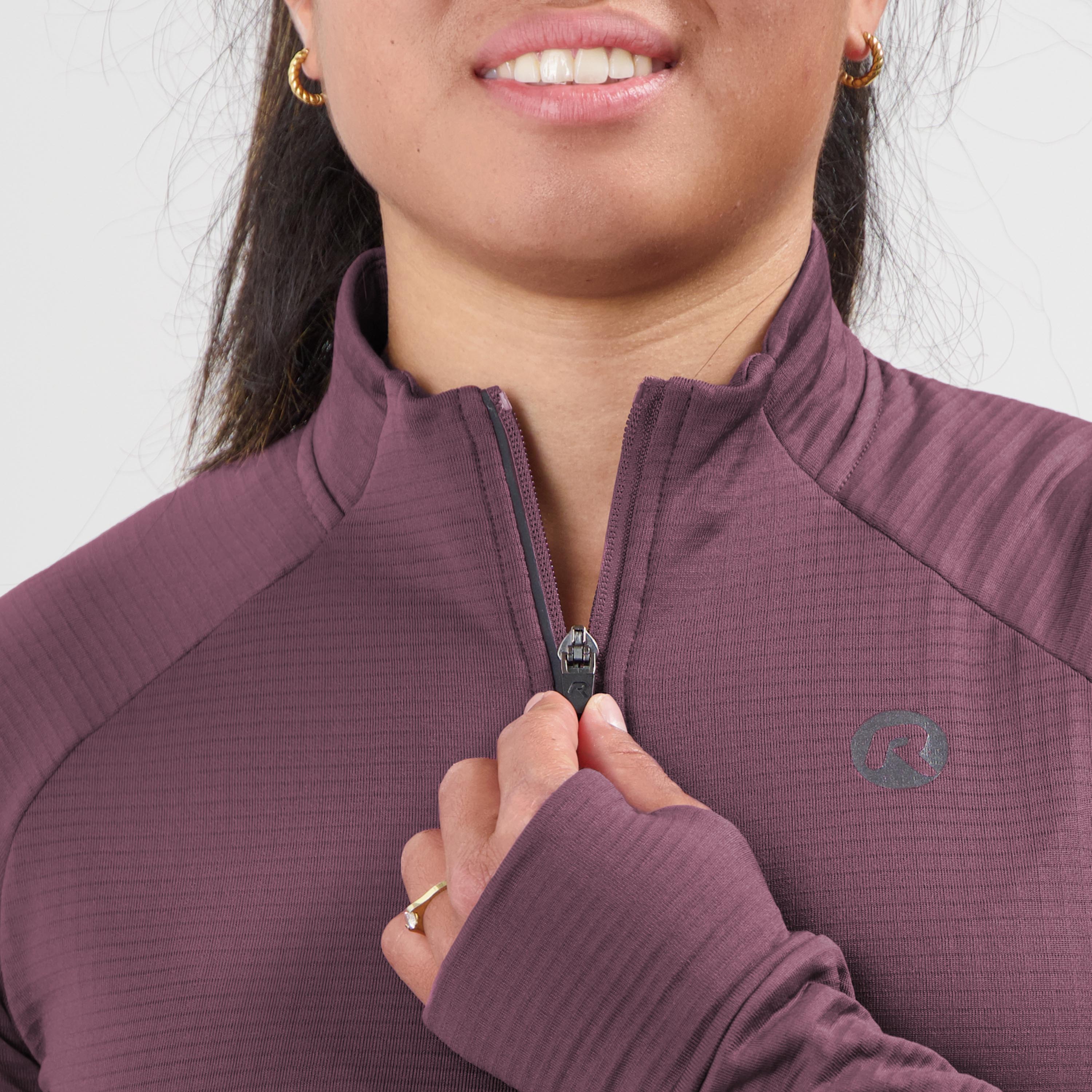 Essential Hardlooptop Lange Mouw 1/2 Zip Dames - Aubergine