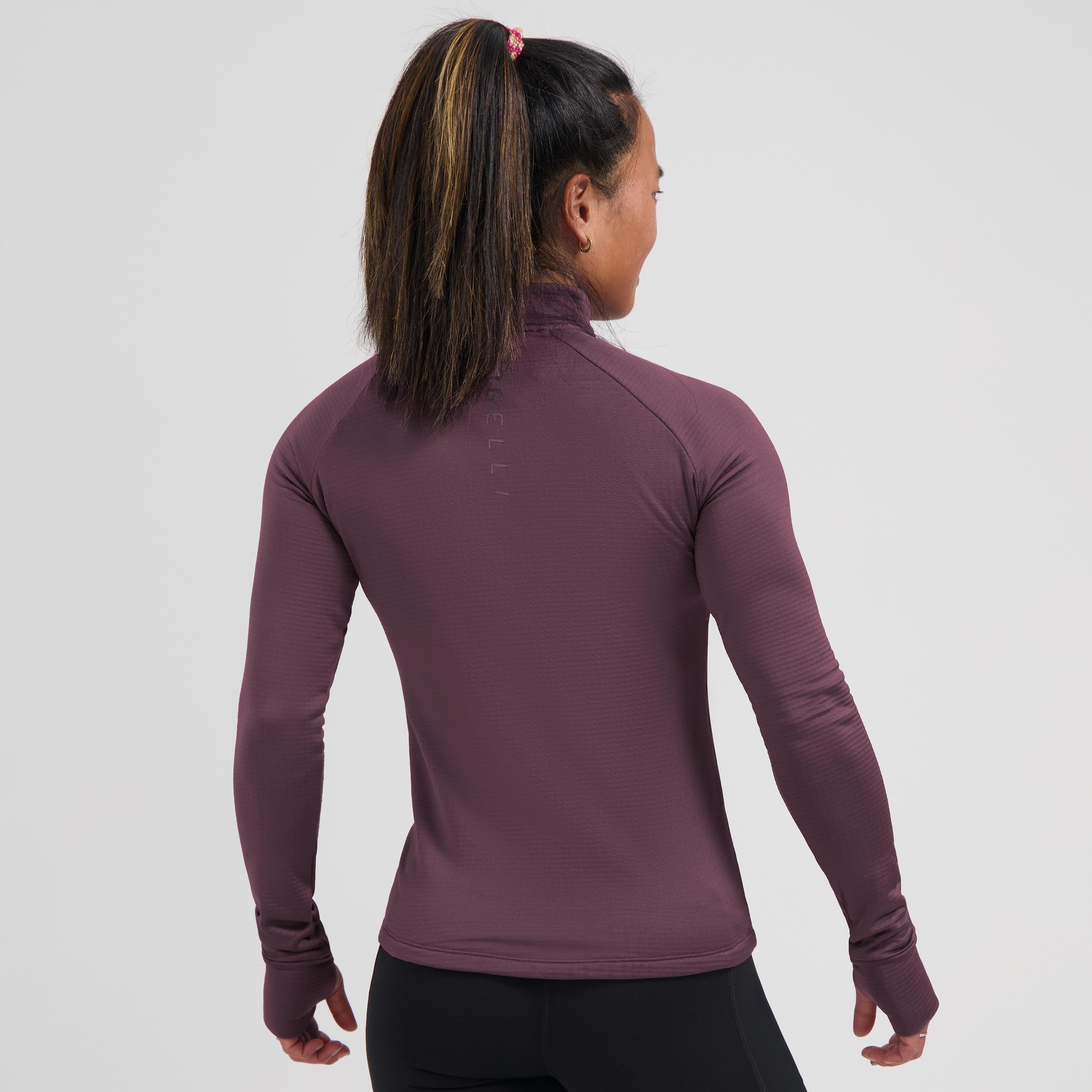Essential Hardlooptop Lange Mouw 1/2 Zip Dames - Aubergine