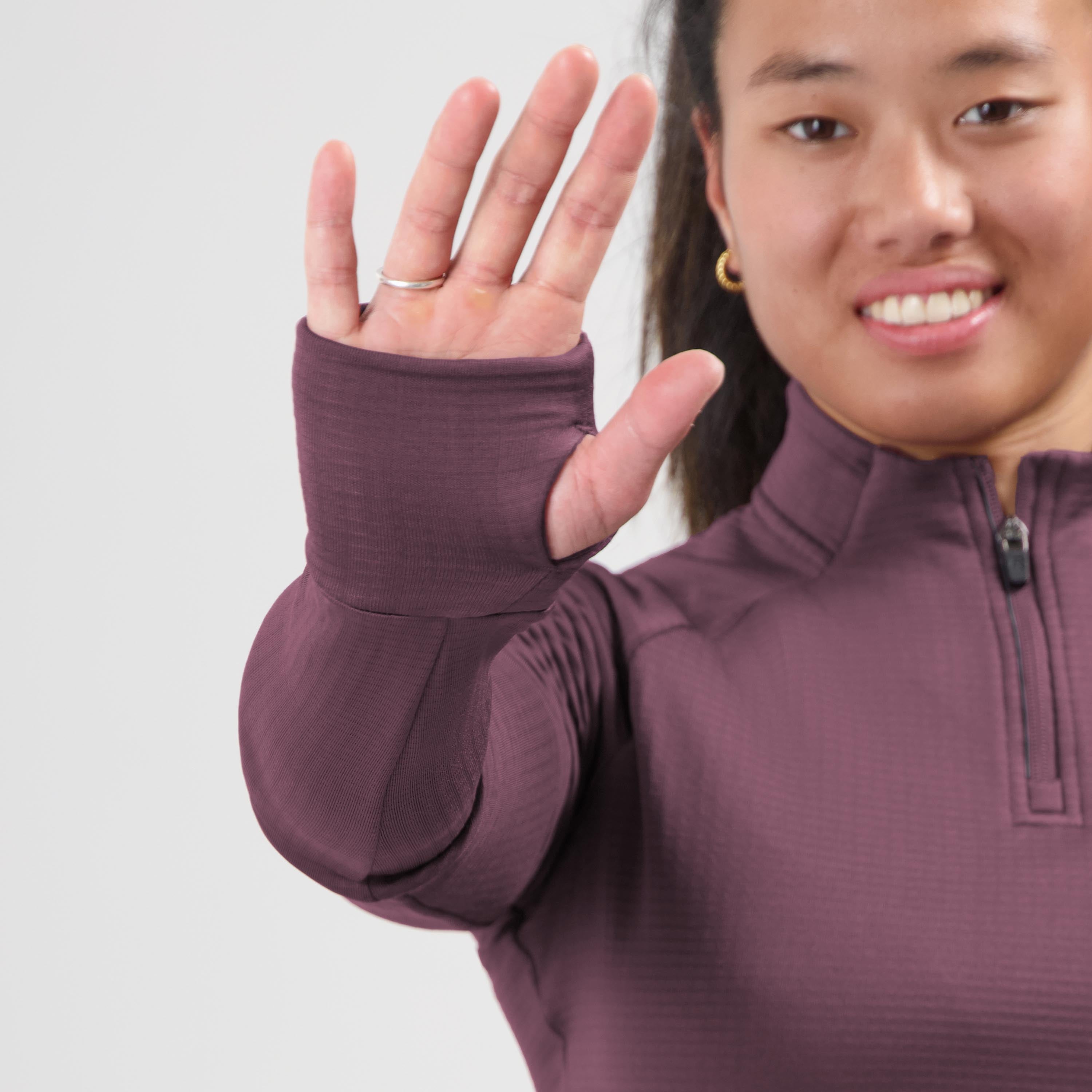 Essential Hardlooptop Lange Mouw 1/2 Zip Dames - Aubergine